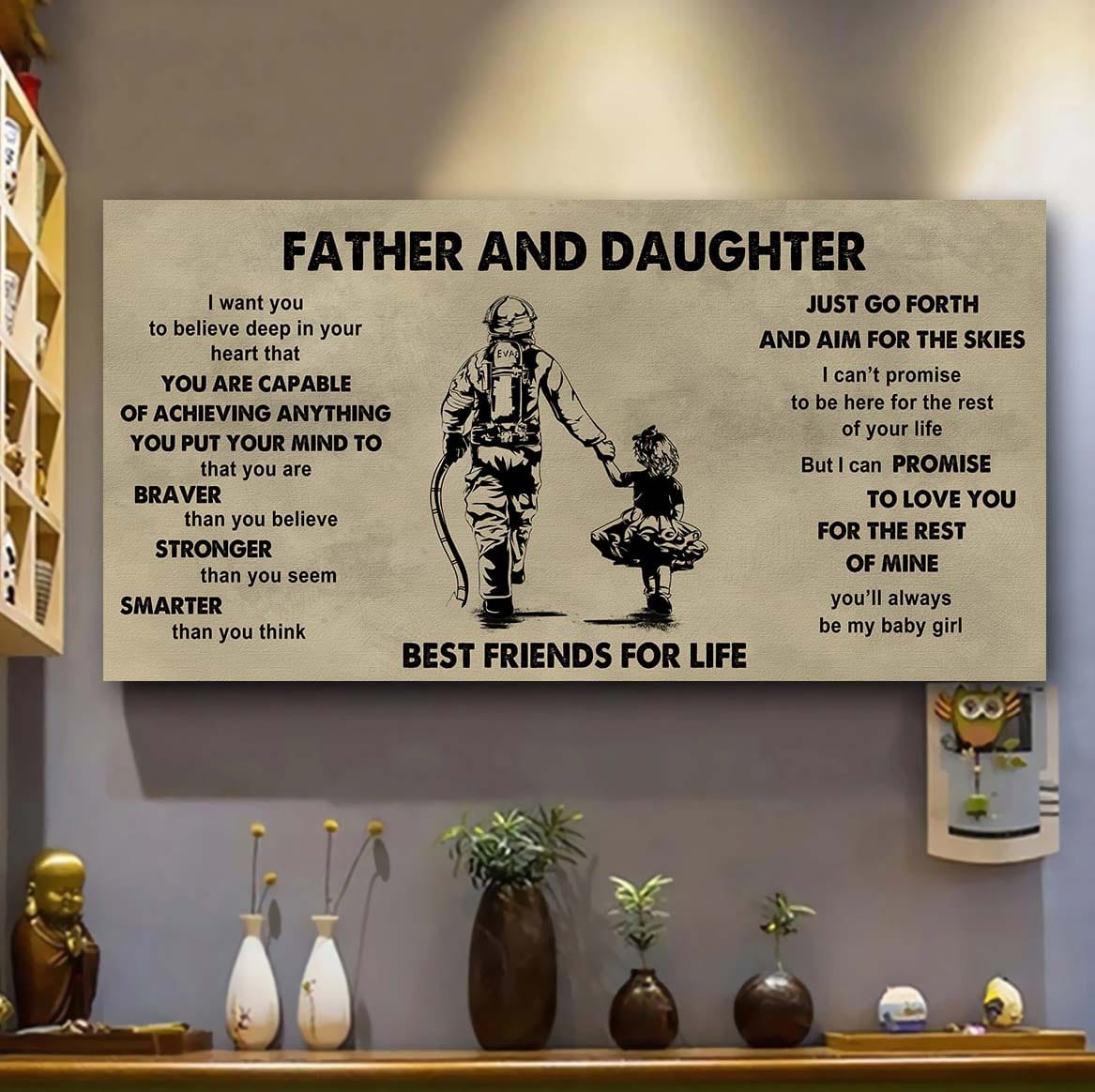 FAMILY-PHOTO UPLOAD Father And Daughter Best Friends For Life  - That You Are Braver Than You Believe Poster Canvas Gift For Daughter From Father