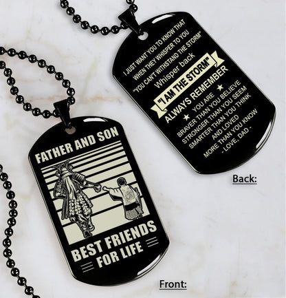Police Personalized Double Sided Dog Tag Father And Son Best Friends For Life - Message on the back side