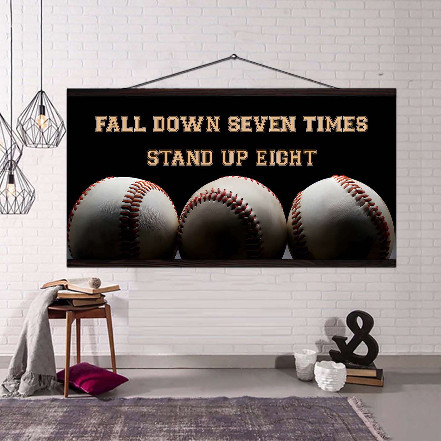 Basketball poster canvas fall down seven times stand up eight