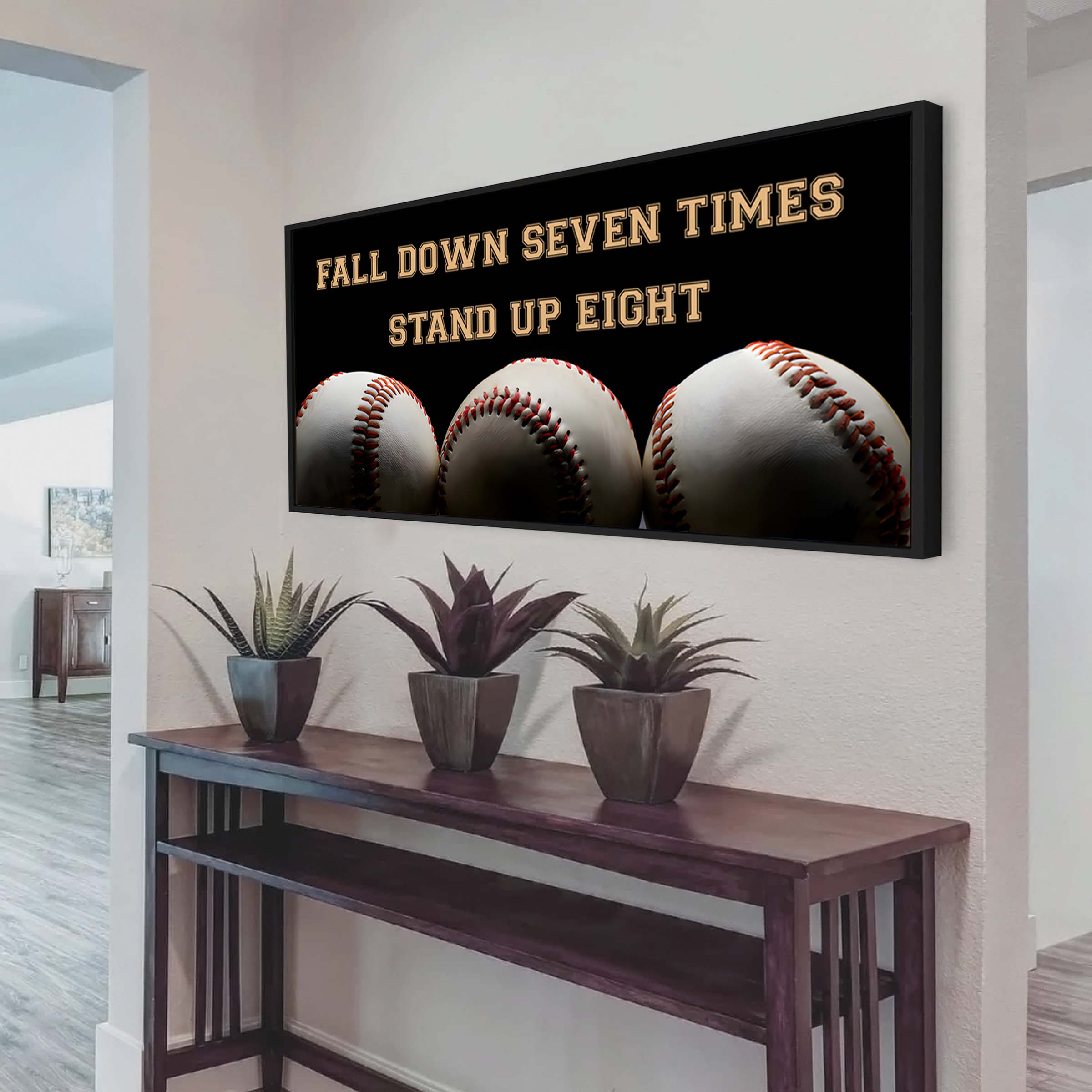 Softball poster canvas fall down seven times stand up eight