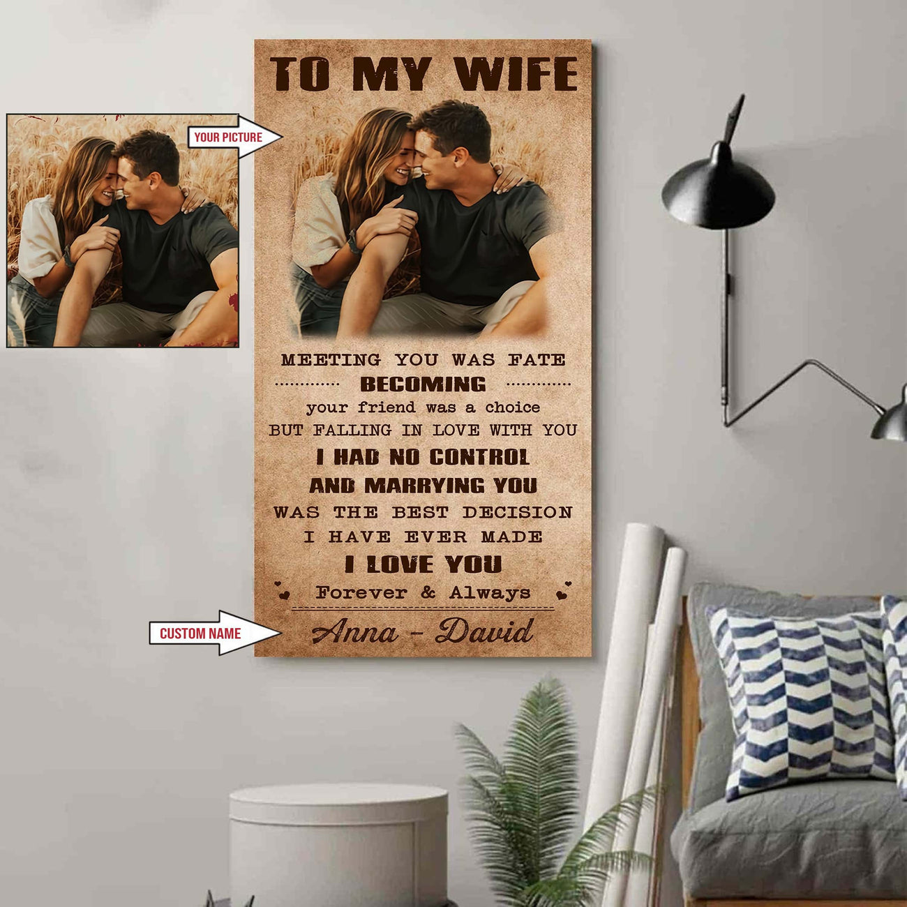 Samurai Poster Canvas To My Wife Meeting You Was Fate - I Love You Forever And Always Gift For Your Wife