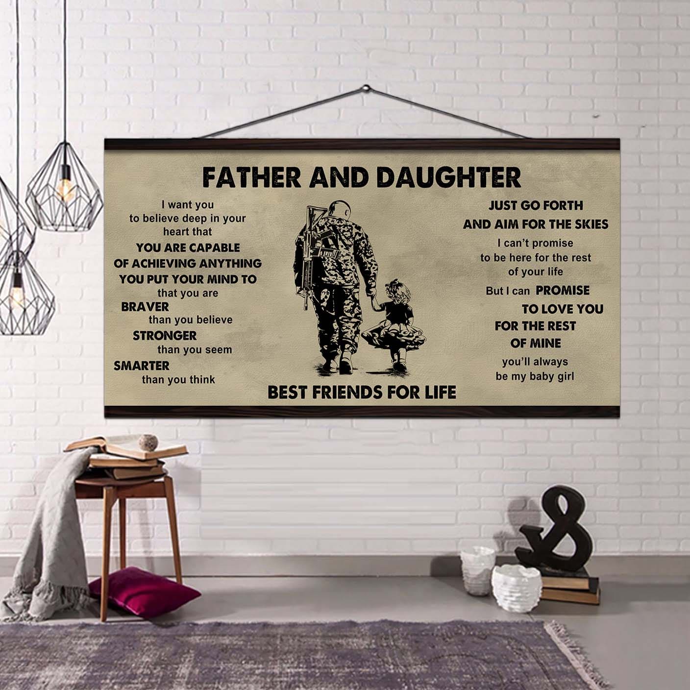 FAMILY-PHOTO UPLOAD Father And Daughter Best Friends For Life  - That You Are Braver Than You Believe Poster Canvas Gift For Daughter From Father