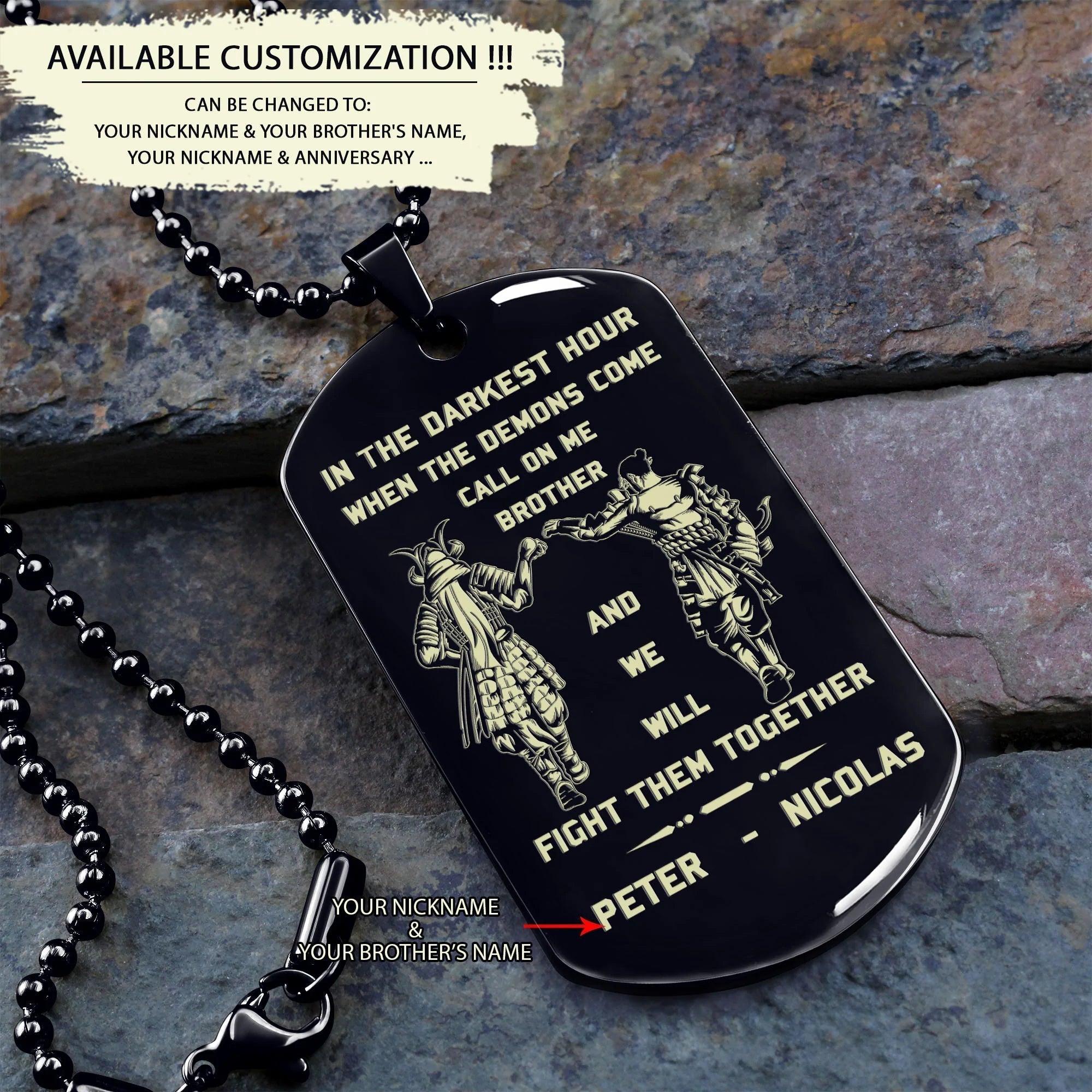 Soldier customizable engraved brother dog tag gift from brother