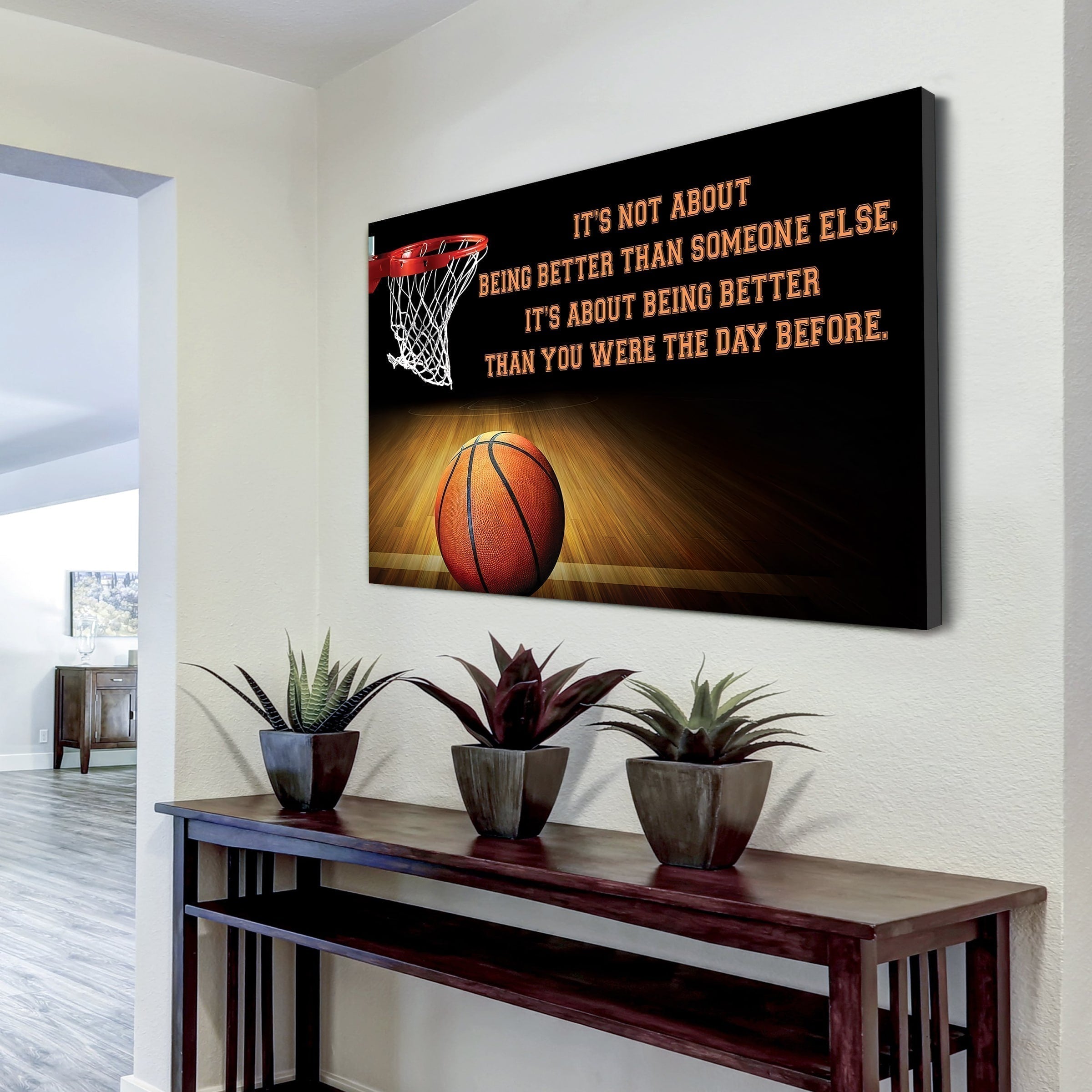 Basketball V3 customizable poster canvas - It is not about better than someone else, It is about being better than you were the day before