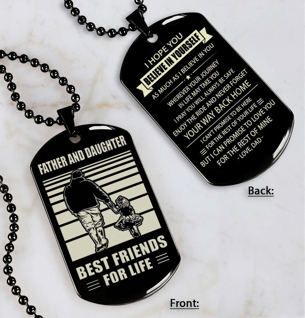Police Personalized Double Sided Dog Tag Father And Son Best Friends For Life - Message on the back side