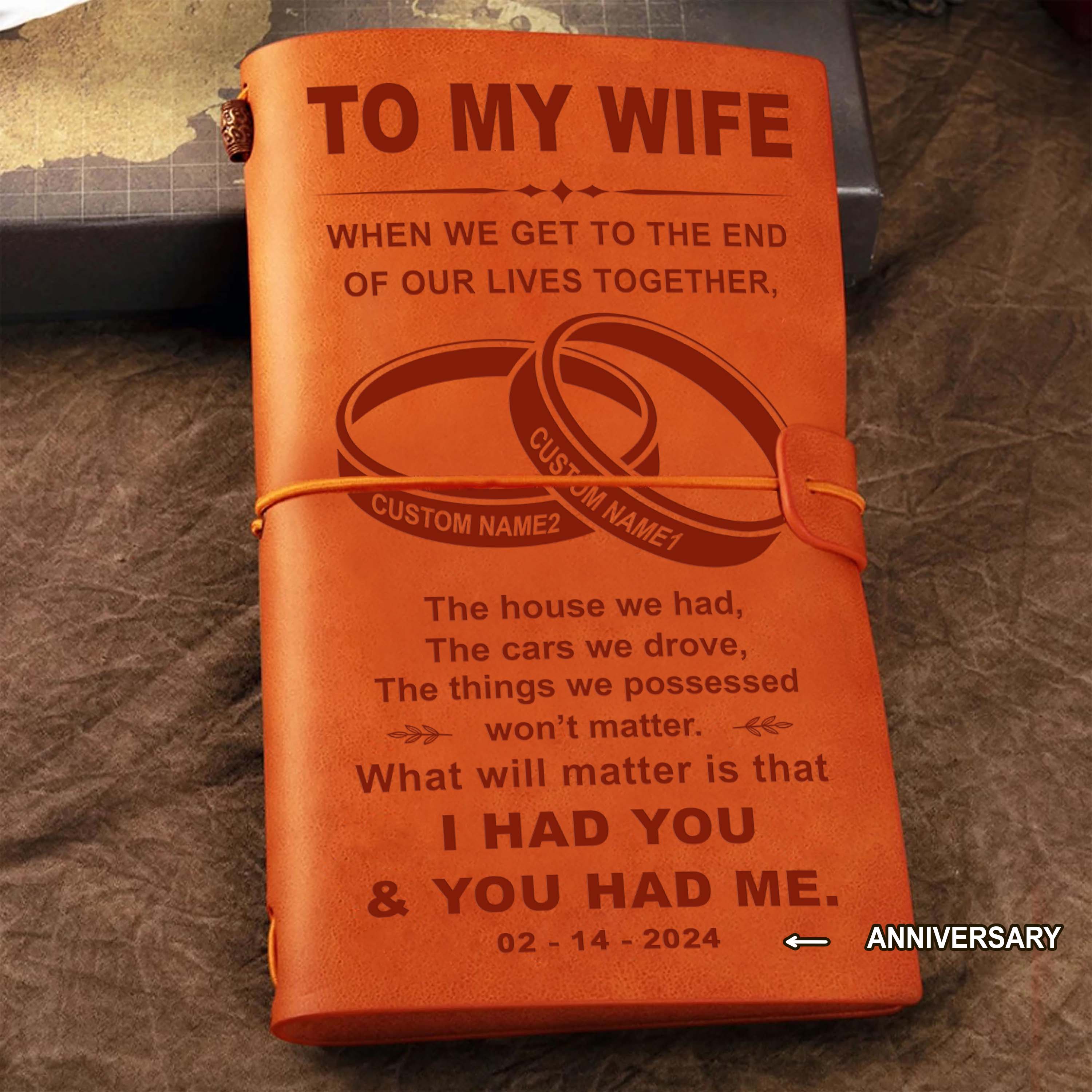 Valentines gifts-Vintage Journal Husband to wife- You are braver than you believe