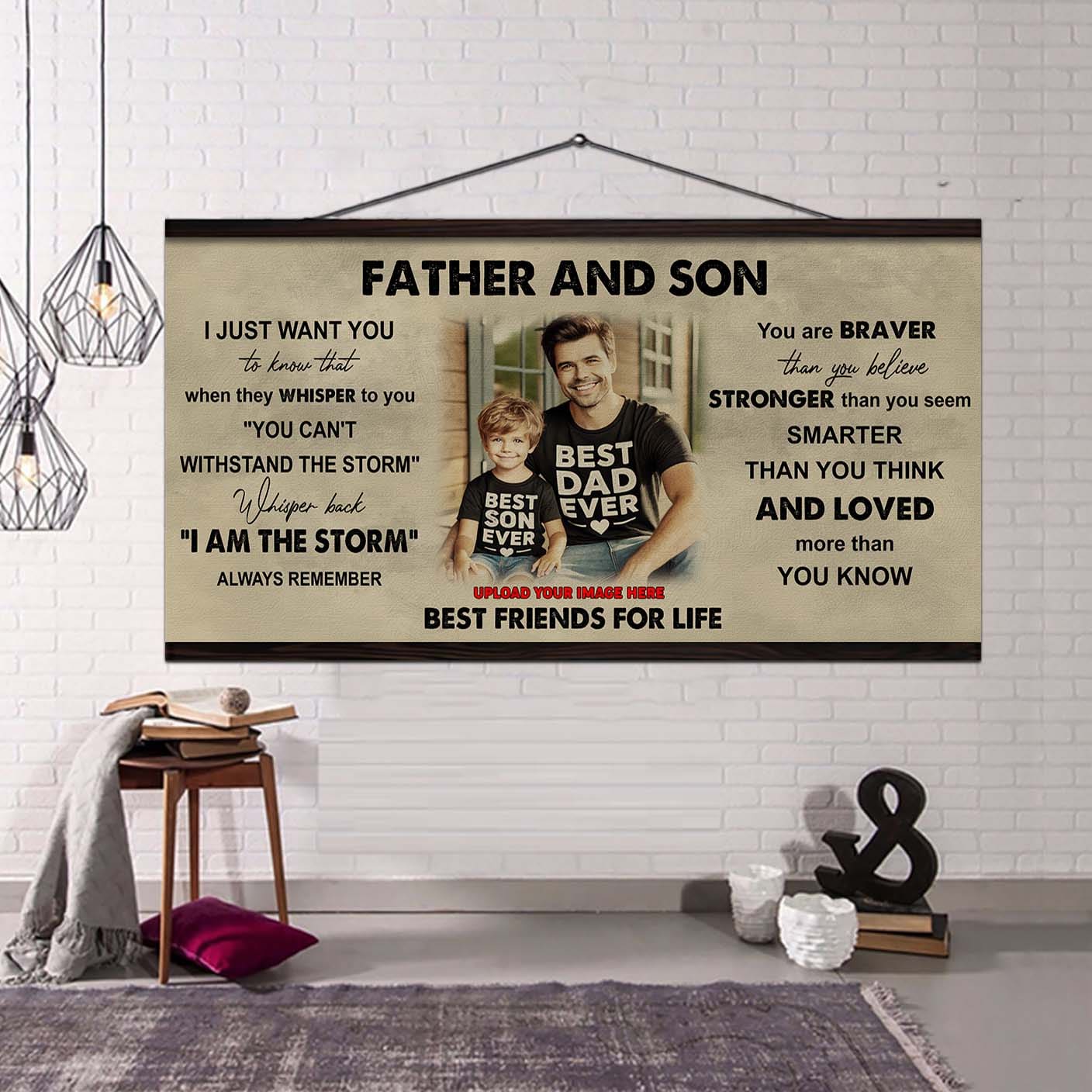 DRB Father And Son Best Friends For Life - I Am The Storm Poster Canvas Gift For Son From Father-Photo Upload