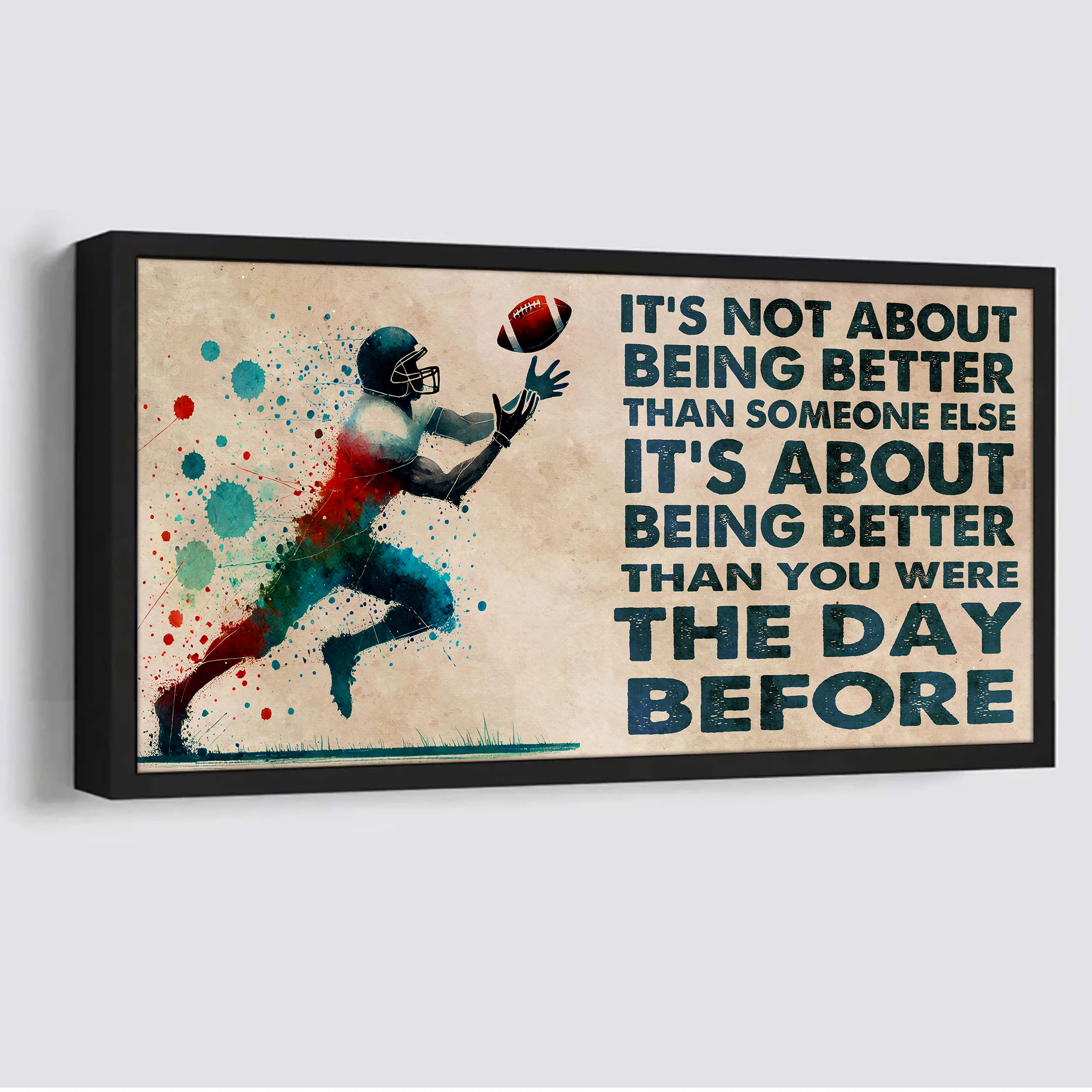 Water Color Hockey Poster Canvas It Is Not About Being Better Than Someone Else