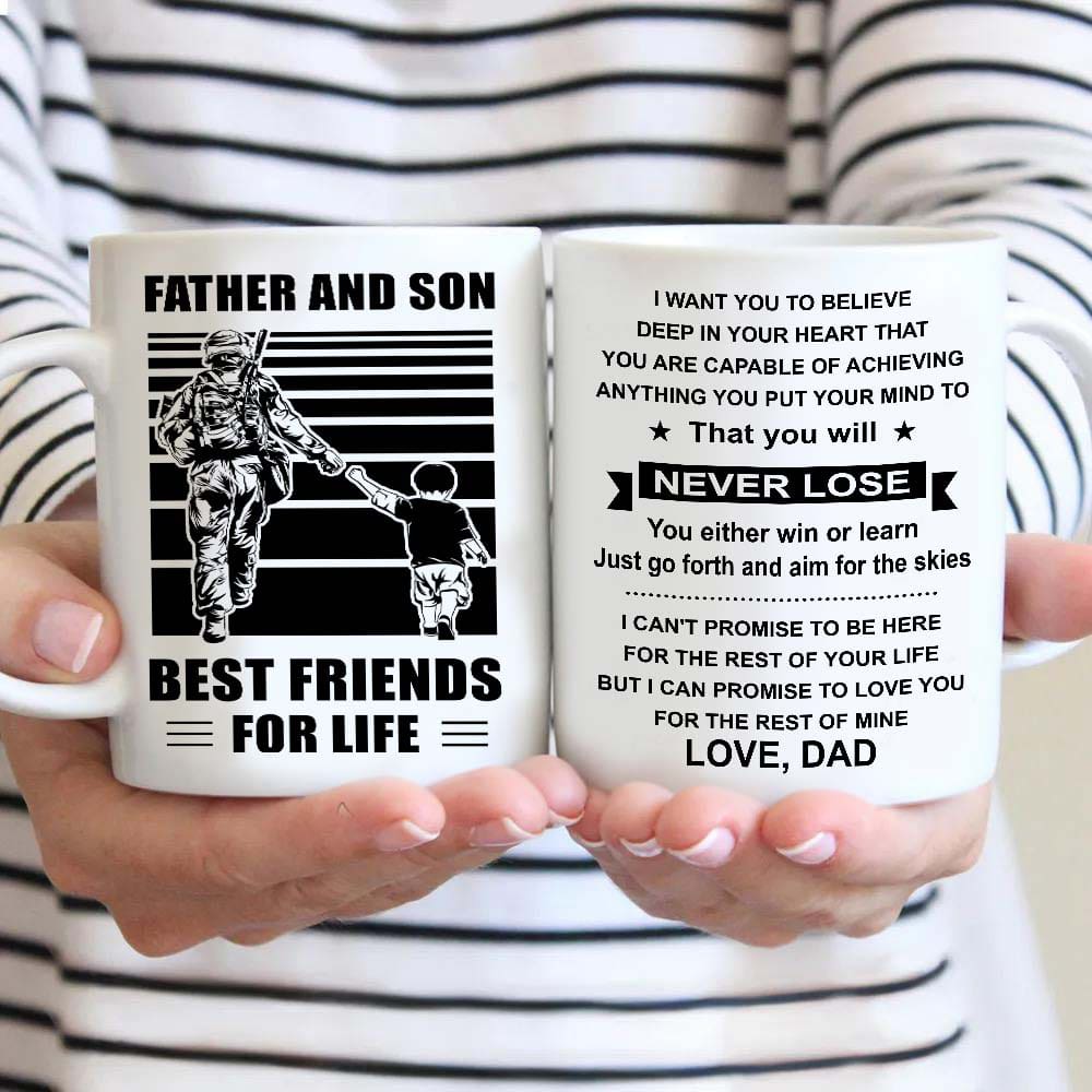 Soldier Be strong-Personalized Mug Father And Son Best Friends For Life - Message on the back side