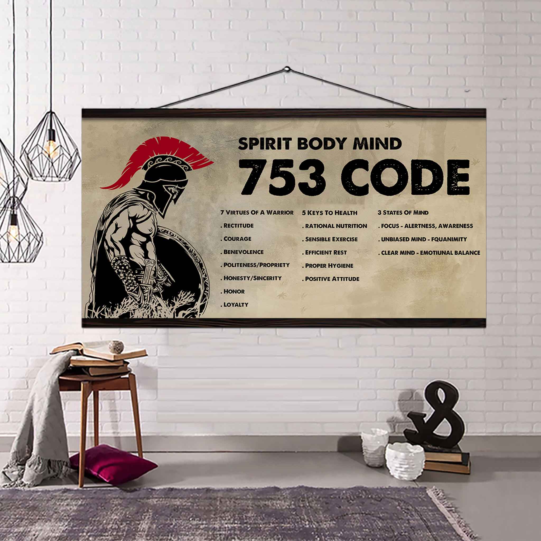 Spartan Poster Canvas 7 5 3 Code Motivation Quotes