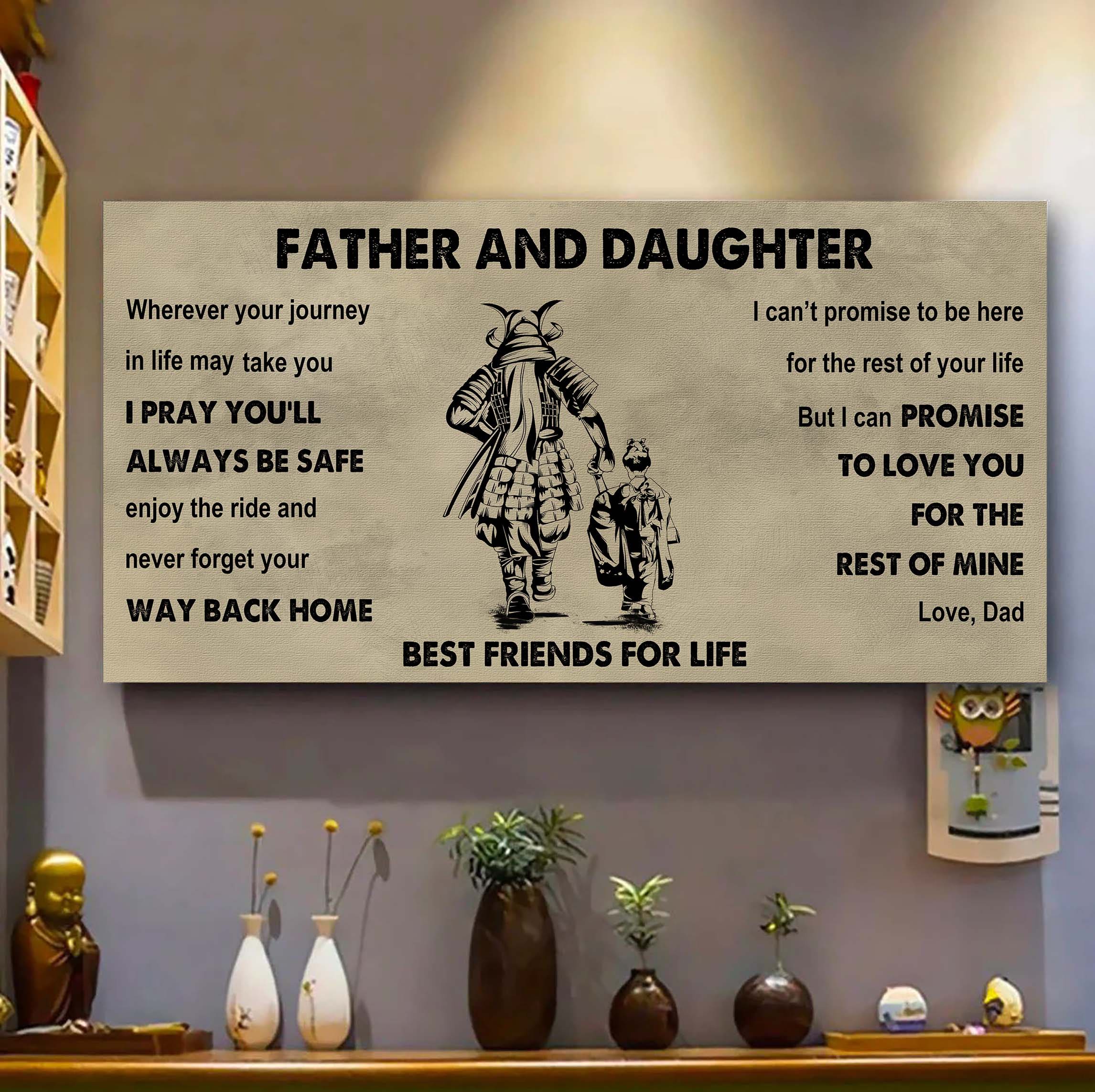 Biker Father And Daughter Best Friends For Life - Ver 2 Never Forget Your Way Back Home Poster Canvas Gift For Daughter From Father