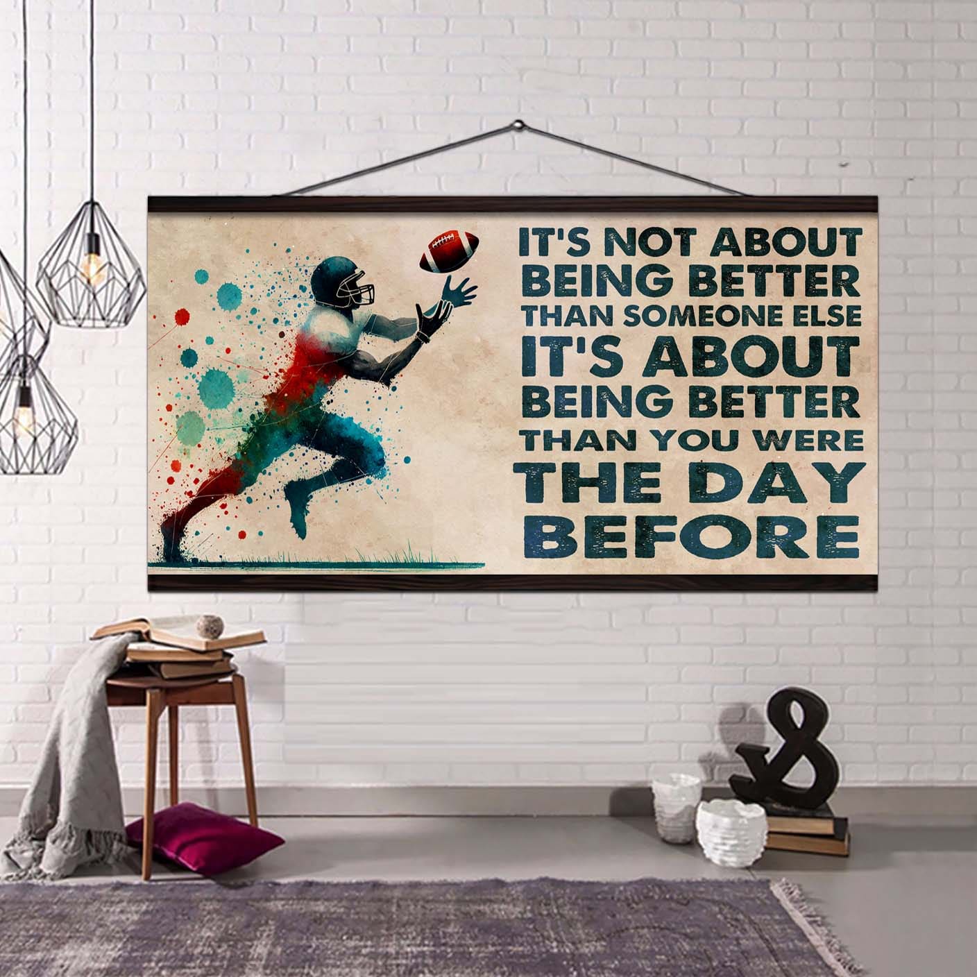 Water Color Hockey Poster Canvas It Is Not About Being Better Than Someone Else