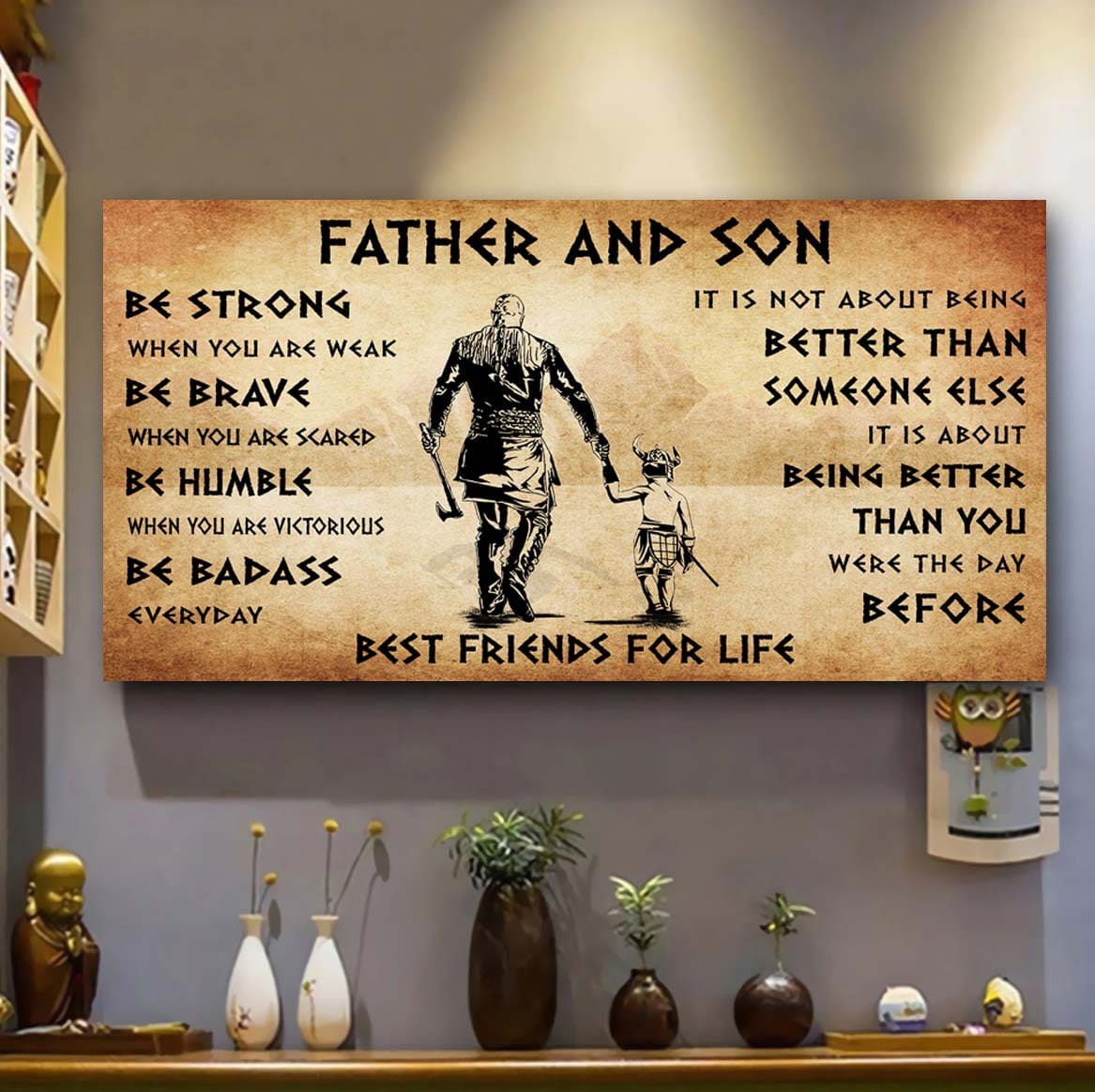 Vikings Father And Daughter Best Friends For Life - Be Strong When You Are Weak Poster Canvas Gift For Daughter From Father-Photo Upload