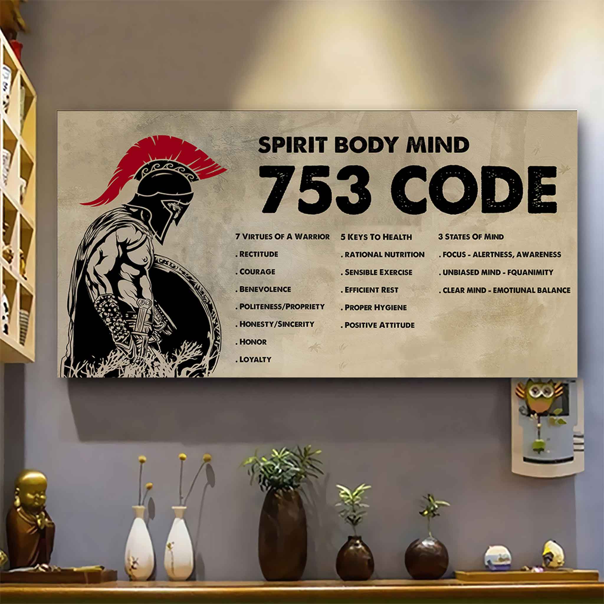 Spartan Poster Canvas 7 5 3 Code Motivation Quotes