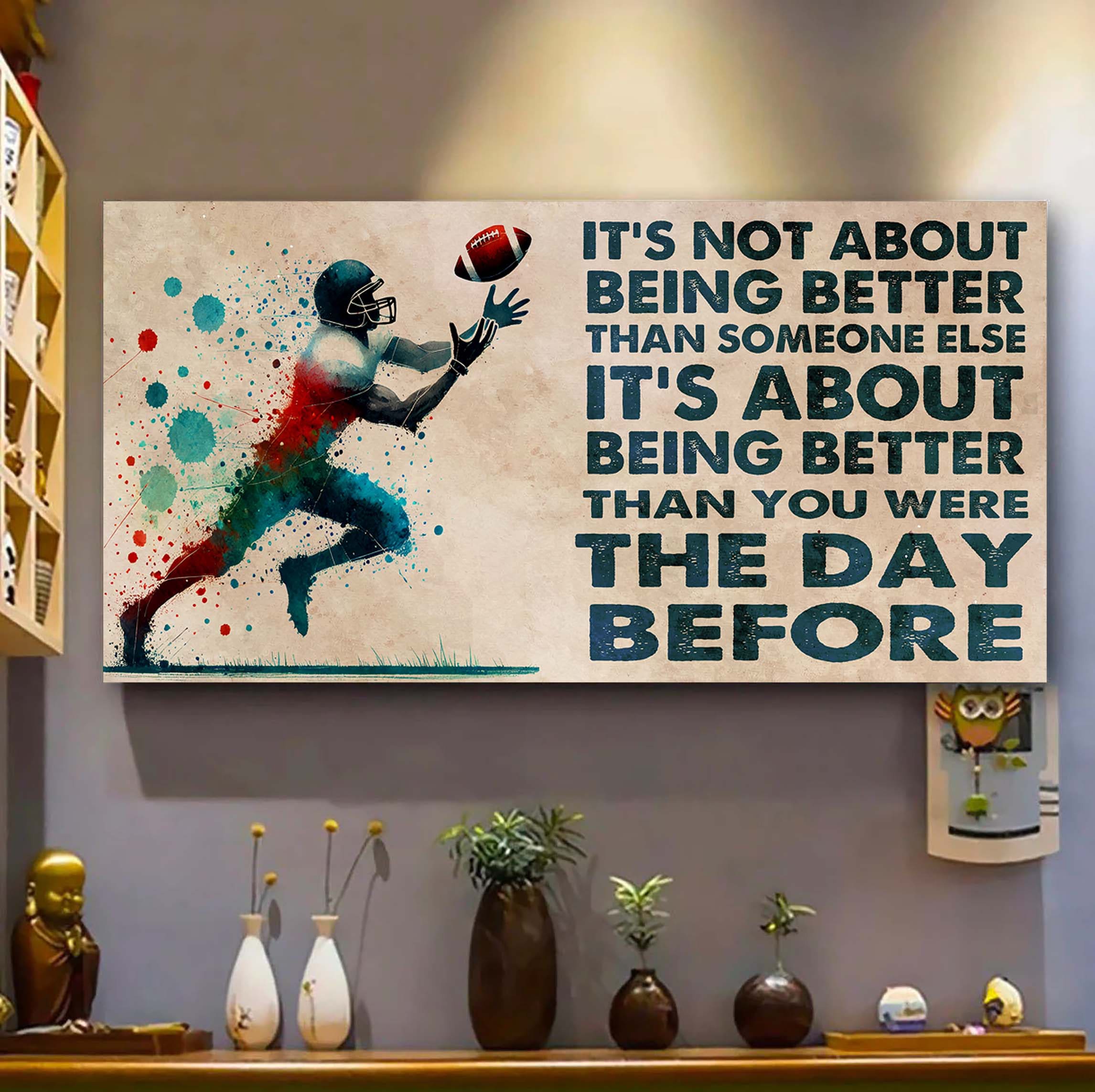 Water Color Soccer Poster Canvas It Is Not About Being Better Than Someone Else