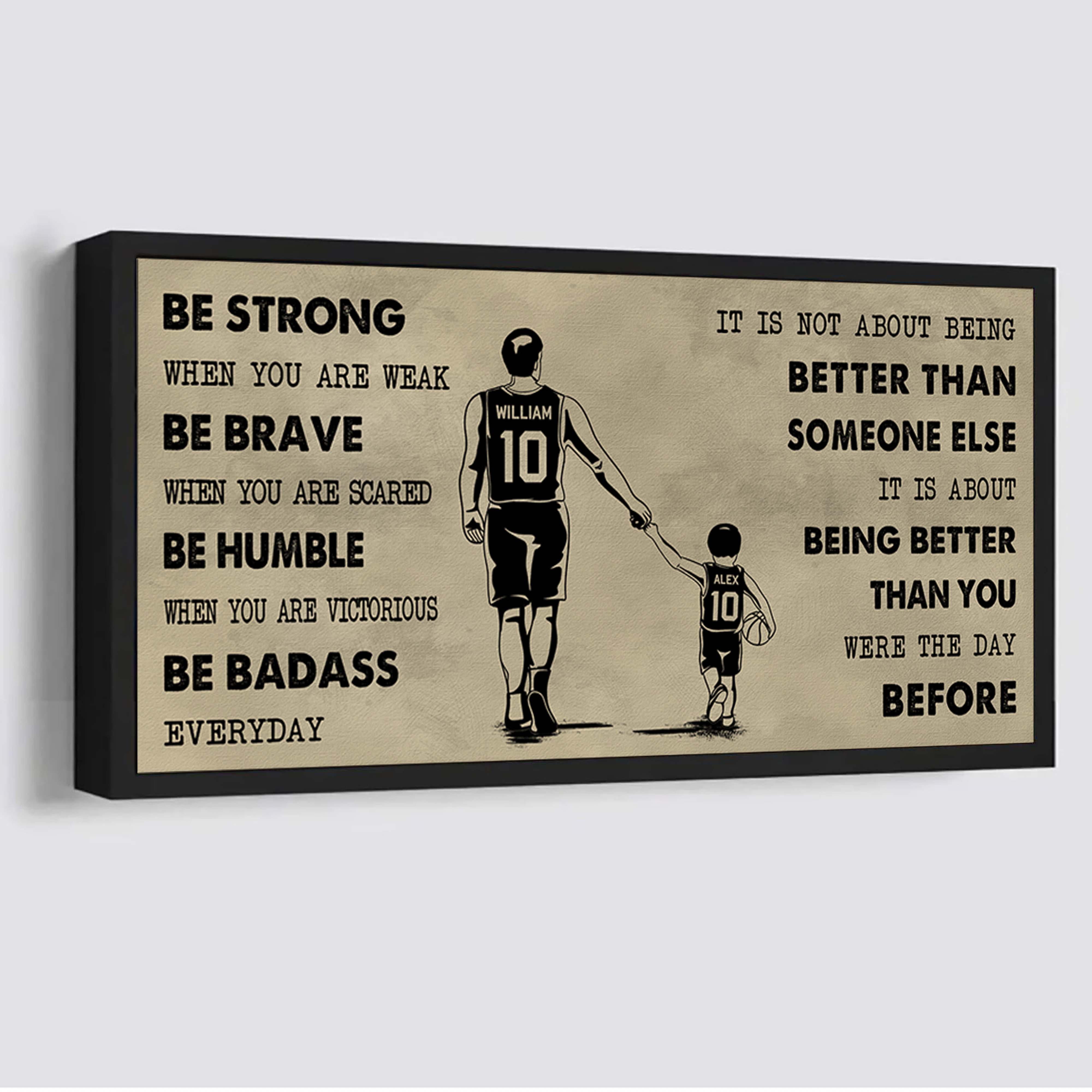 Baseball Poster Canvas From Dad To Son Be Strong When You Are Weak - It Is Not About Being Better Than Someone Else