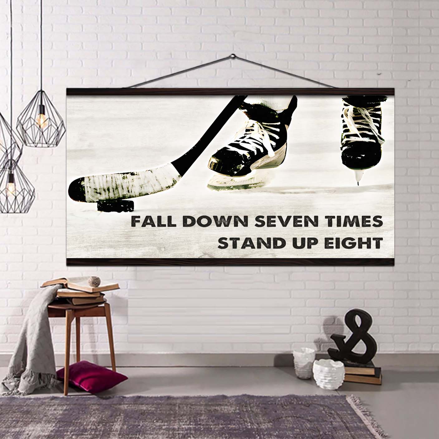 Baseball poster canvas fall down seven times stand up eight