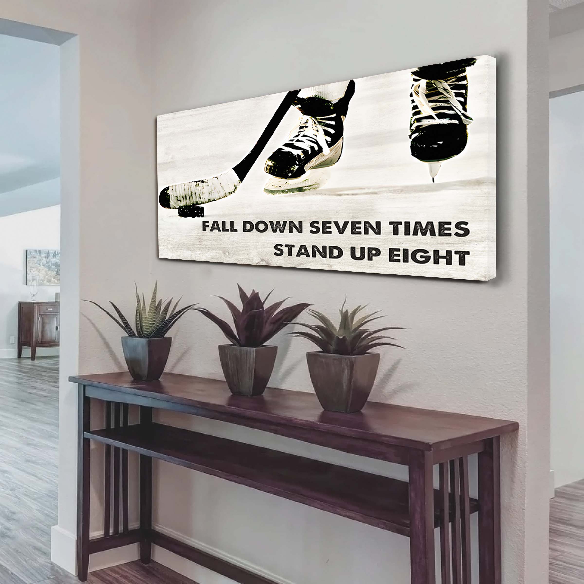 Tennis poster canvas fall down seven times stand up eight