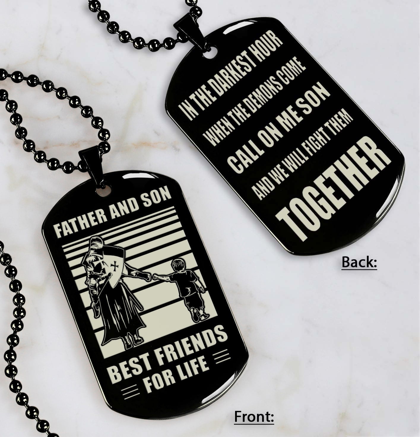 Samurai Personalized Double Sided Dog Tag Call On Me Son And We Will Fight Them Together Gifts For Your Son From Dad