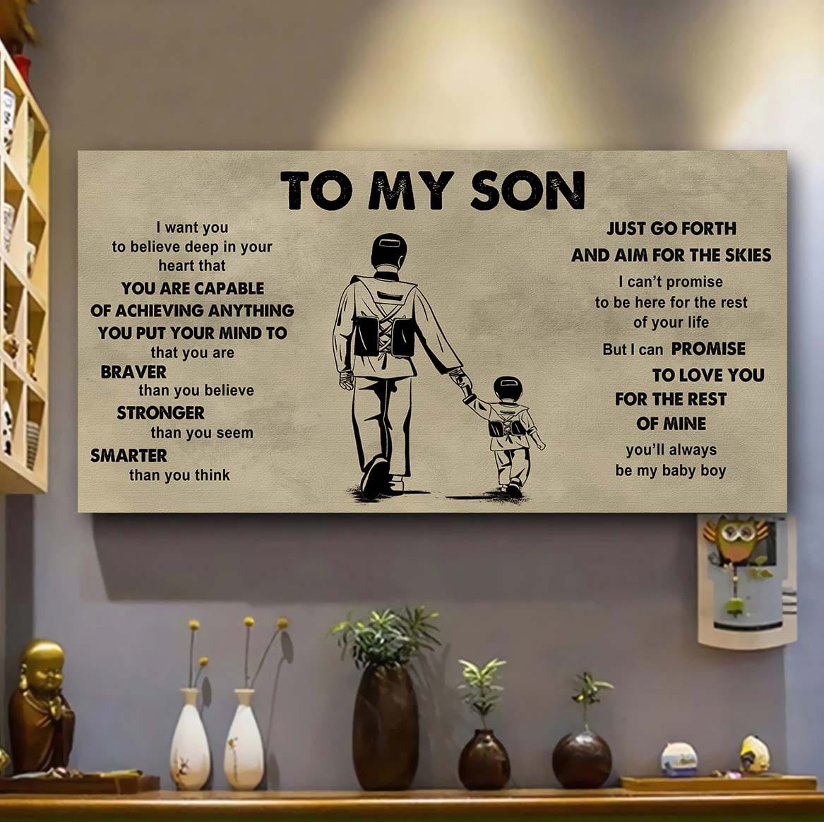 Sport - Family To My Son - That You Are Braver Than You Believe Poster Canvas Gift For Son From Father