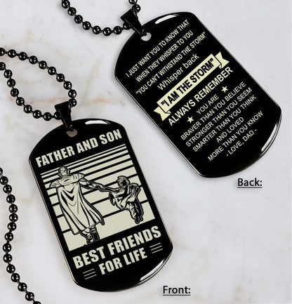 Police Personalized Double Sided Dog Tag Father And Son Best Friends For Life - Message on the back side