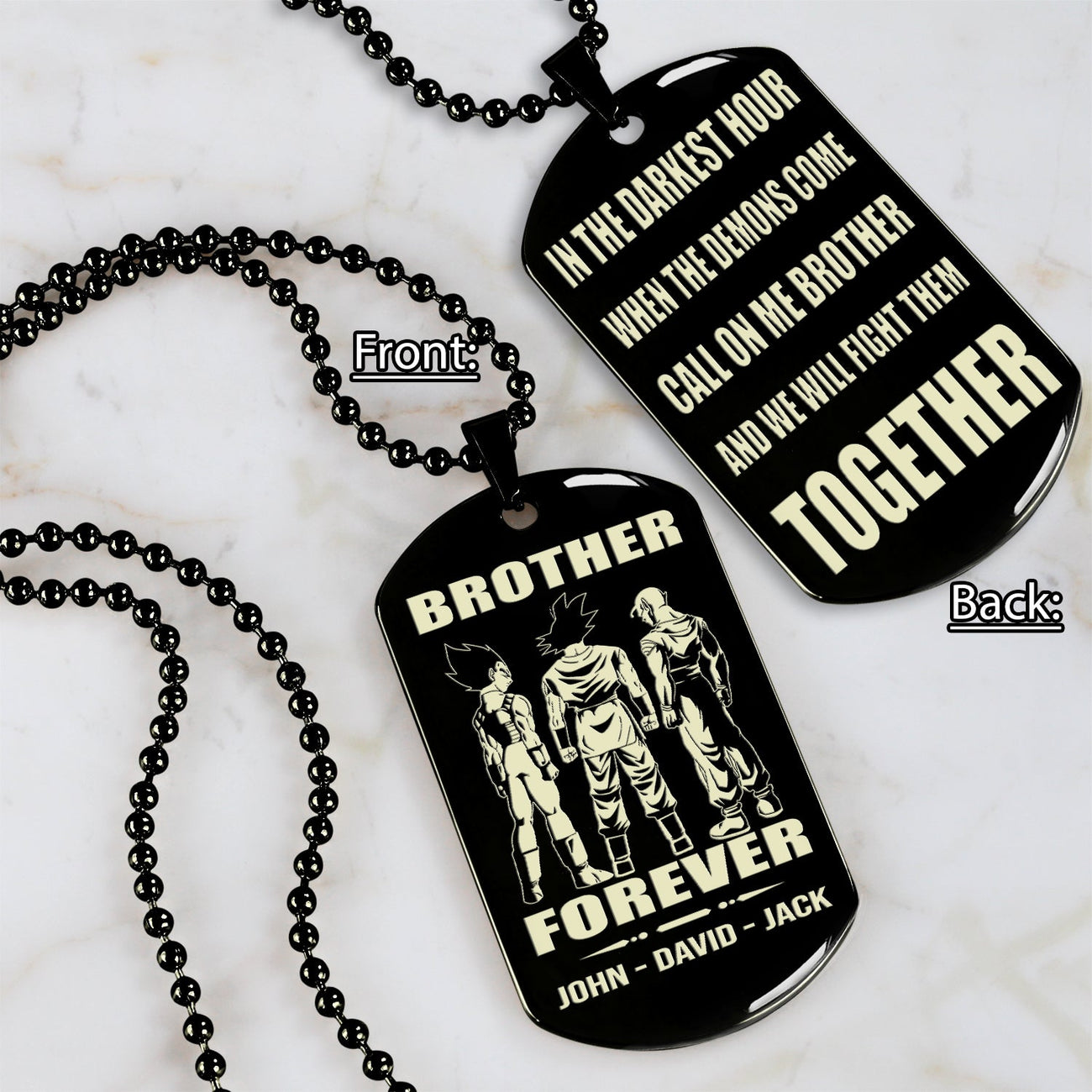 Vikings customizable engraved black dog tag double sided gift from brother, brother forever