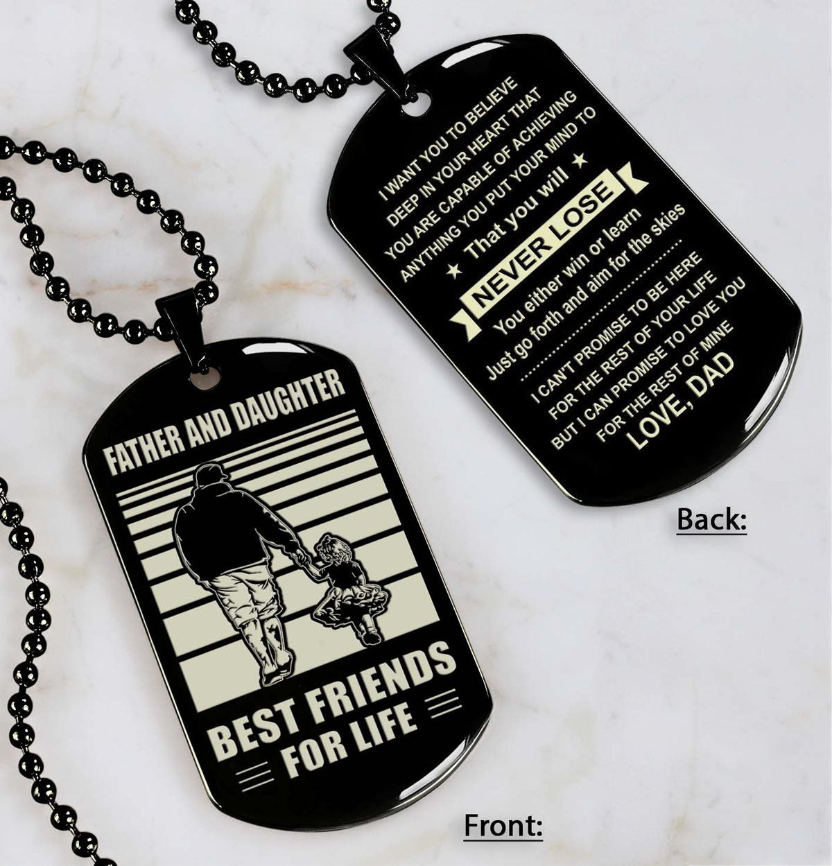 Police Personalized Double Sided Dog Tag Father And Son Best Friends For Life - Message on the back side