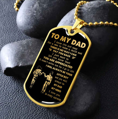 Viking Millitary Chain 18K Gold Plated To My Dad I Know It's Not Easy - I Will Always Be Your Little Boy Gift From Son To Dad Father's Day Gift