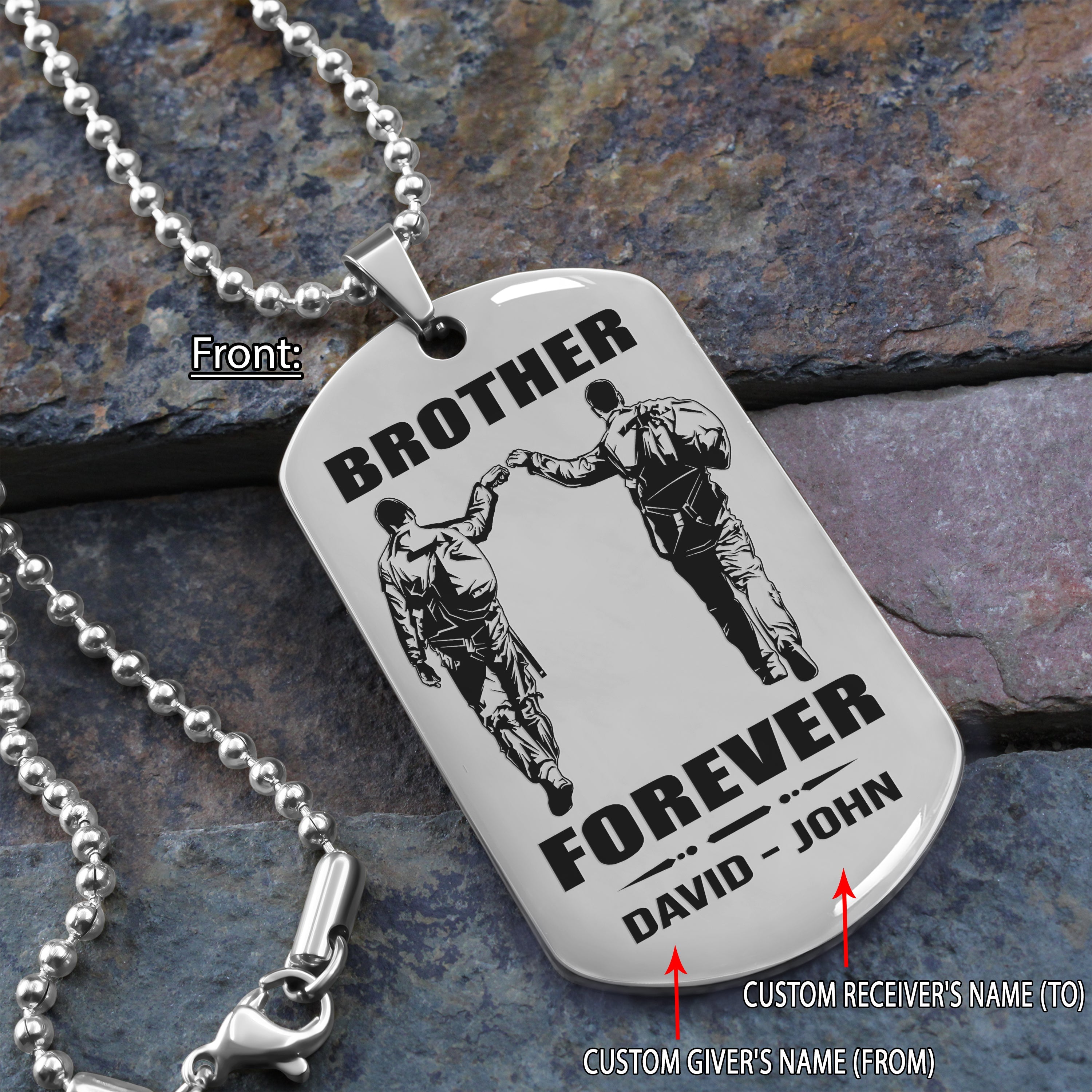 Brothers customizable engraved black dog tag double sided gift from brother, brother forever
