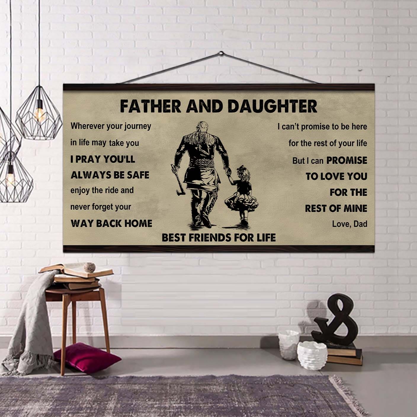 DRB Father And Daughter Best Friends For Life - Ver 2 Never Forget Your Way Back Home Poster Canvas Gift For Daughter From Father