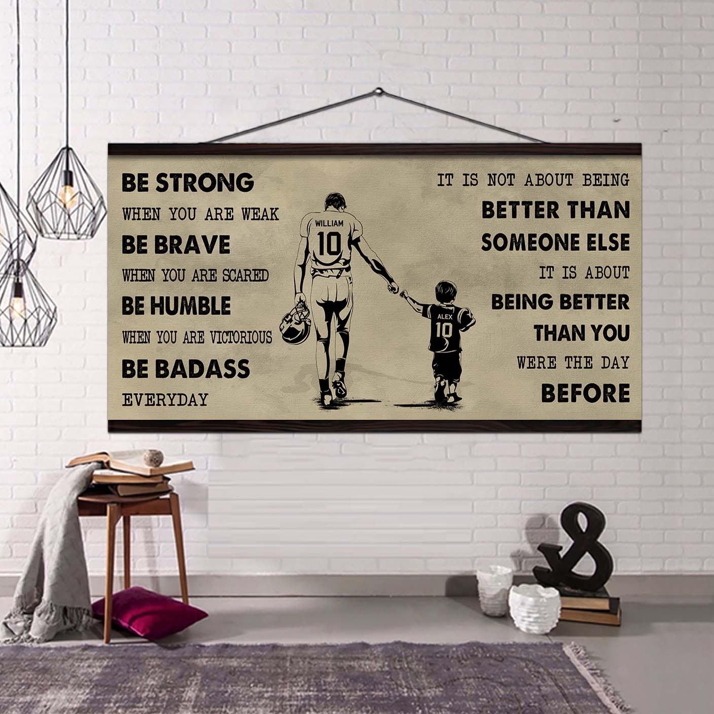 Baseball Poster Canvas From Dad To Son Be Strong When You Are Weak - It Is Not About Being Better Than Someone Else