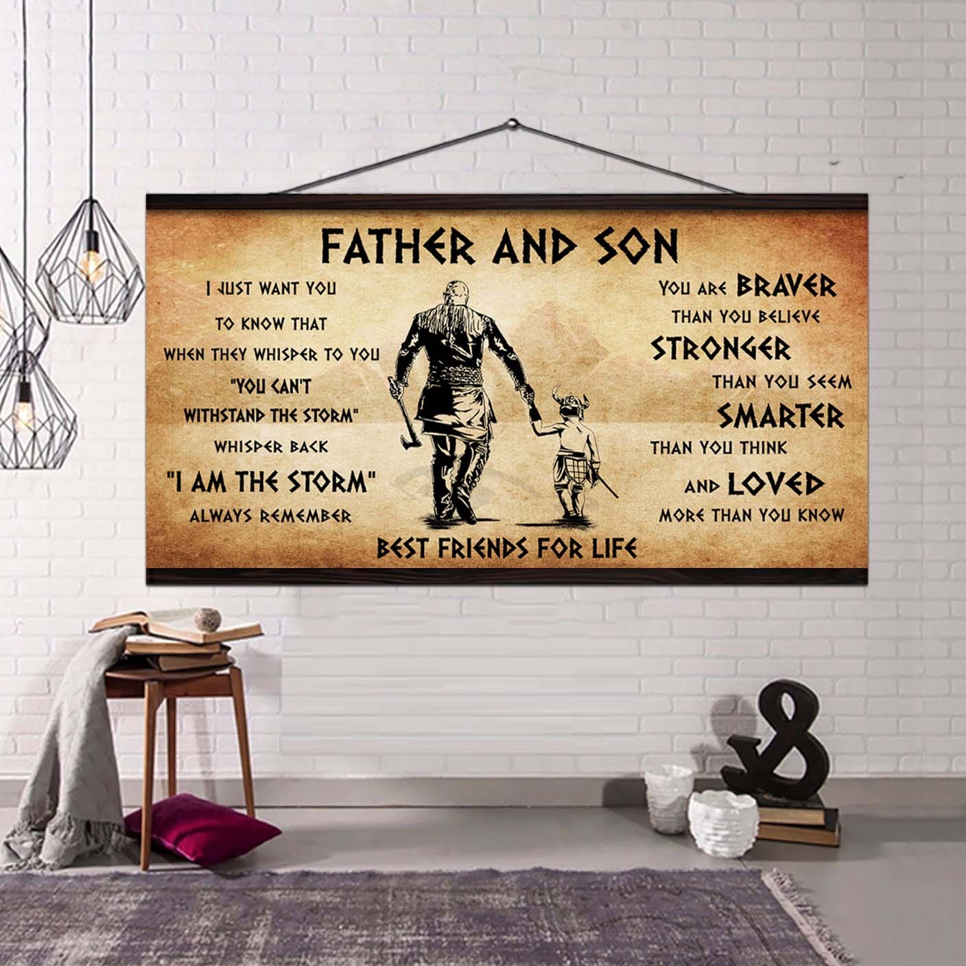 Vikings Father And Son Best Friends For Life - I Am The Storm Poster Canvas Gift For Son From Father