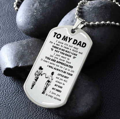 Viking Millitary Chain 18K Gold Plated To My Dad I Know It's Not Easy - I Will Always Be Your Little Boy Gift From Son To Dad Father's Day Gift