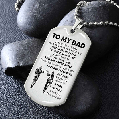 Viking Millitary Chain 18K Gold Plated To My Dad I Know It's Not Easy - I Will Always Be Your Little Boy Gift From Son To Dad Father's Day Gift