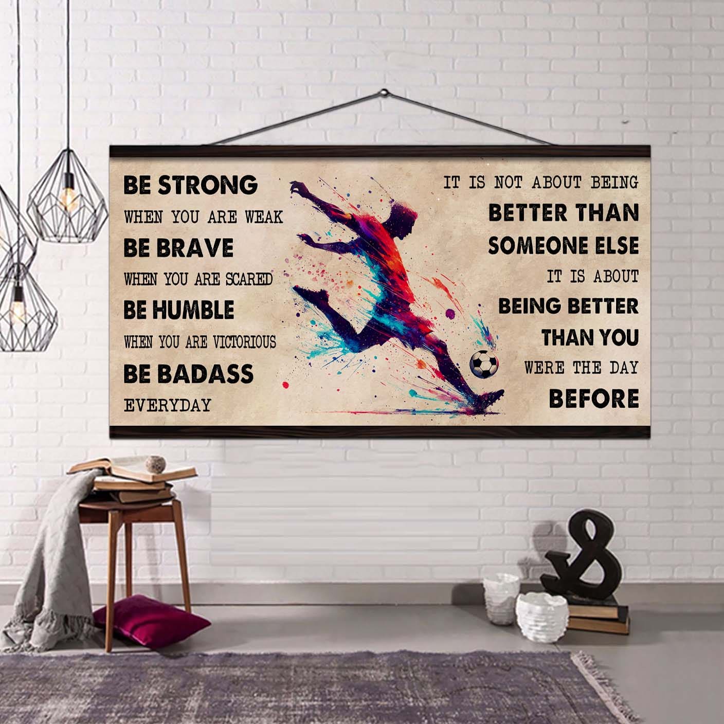 Water Color Baseball Poster Canvas It Is Not About Being Better Than Someone Else - Be Strong When You Are Weak Be Badass Everyday