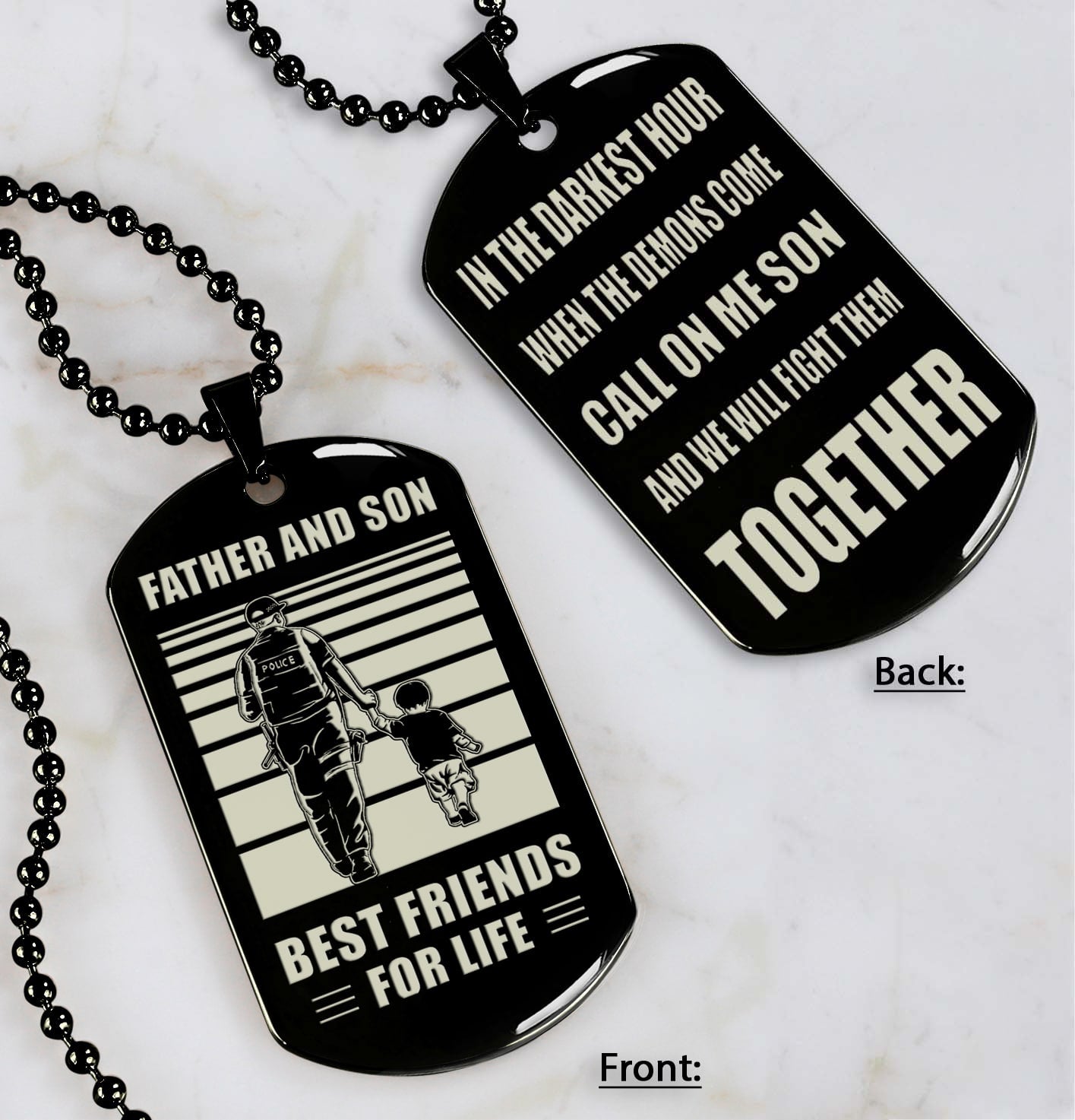 Samurai Personalized Double Sided Dog Tag Call On Me Son And We Will Fight Them Together Gifts For Your Son From Dad