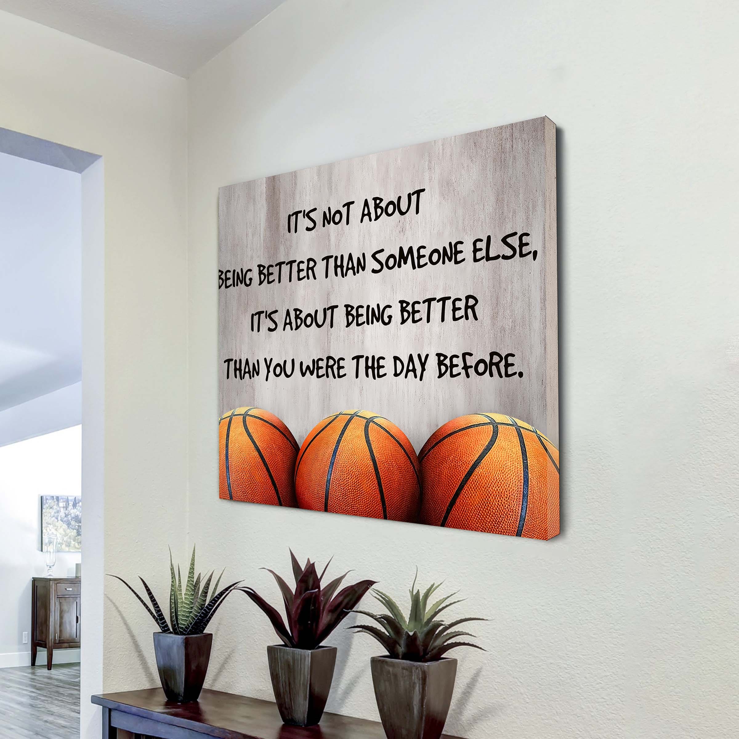 Baseball Square Poster Canvas It's Not About Being Better Than Someone Else It's About Being Better Than You Were The Day Before