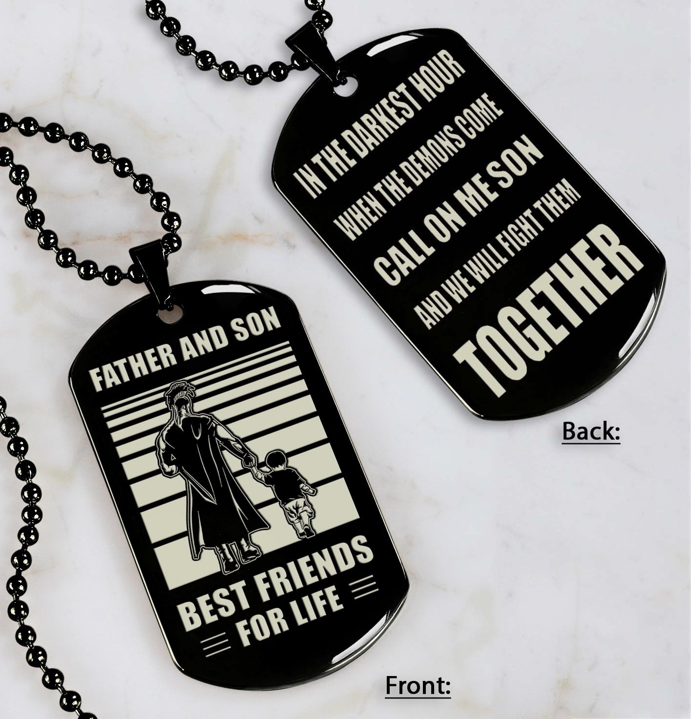 Samurai Personalized Double Sided Dog Tag Call On Me Son And We Will Fight Them Together Gifts For Your Son From Dad