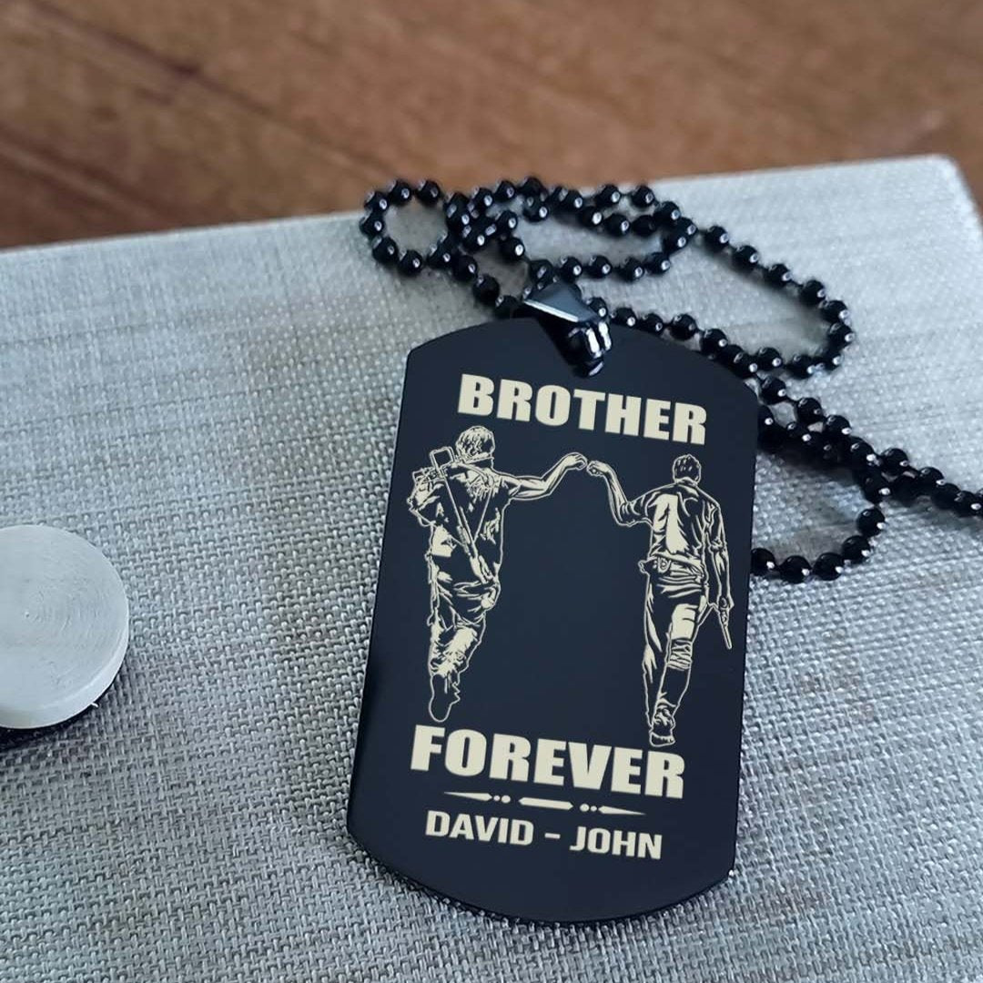 Brothers customizable engraved black dog tag double sided gift from brother, brother forever