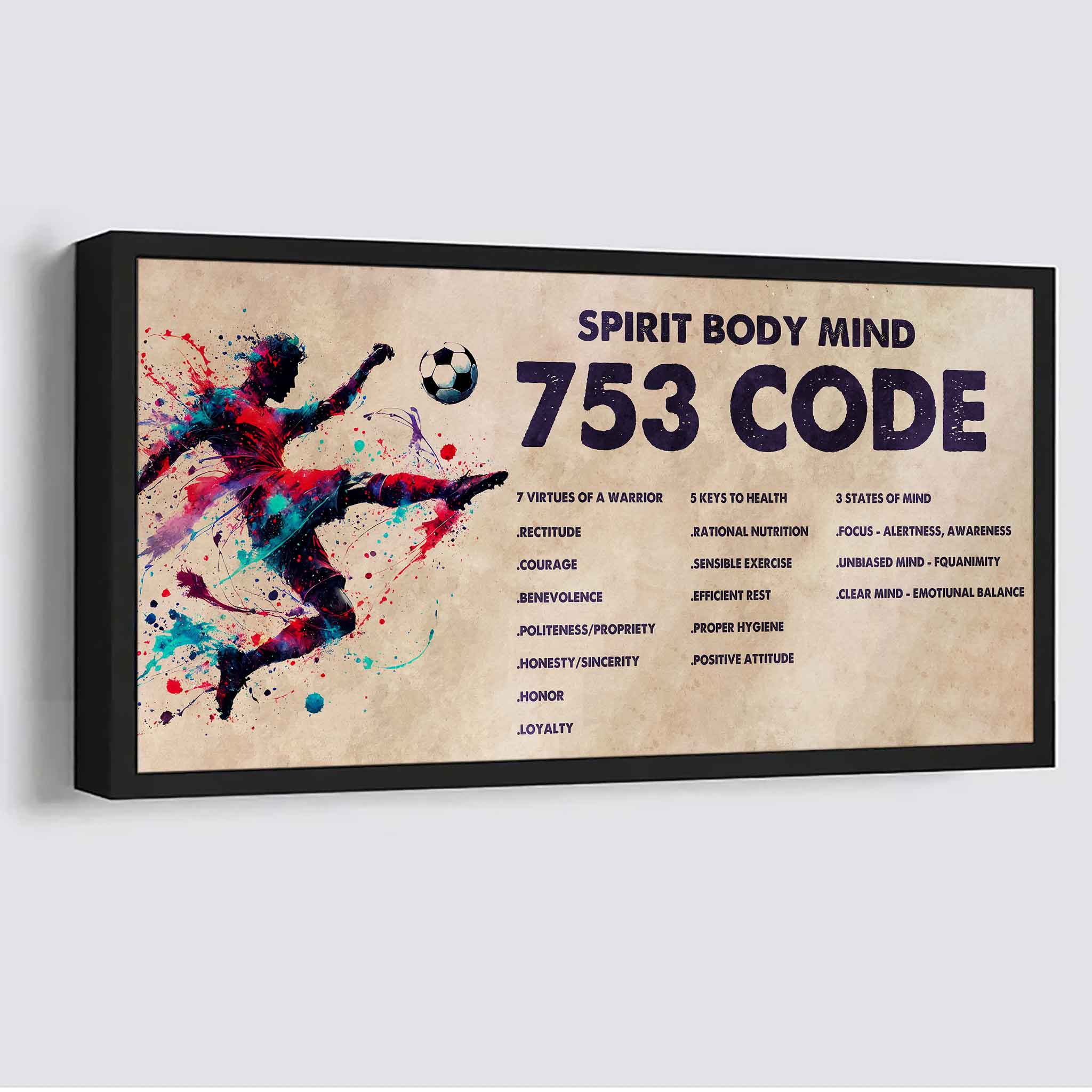 Spartan Poster Canvas 7 5 3 Code Motivation Quotes