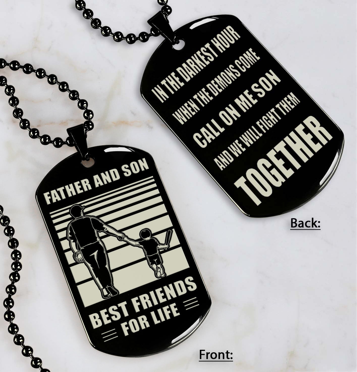 Samurai Personalized Double Sided Dog Tag Call On Me Son And We Will Fight Them Together Gifts For Your Son From Dad