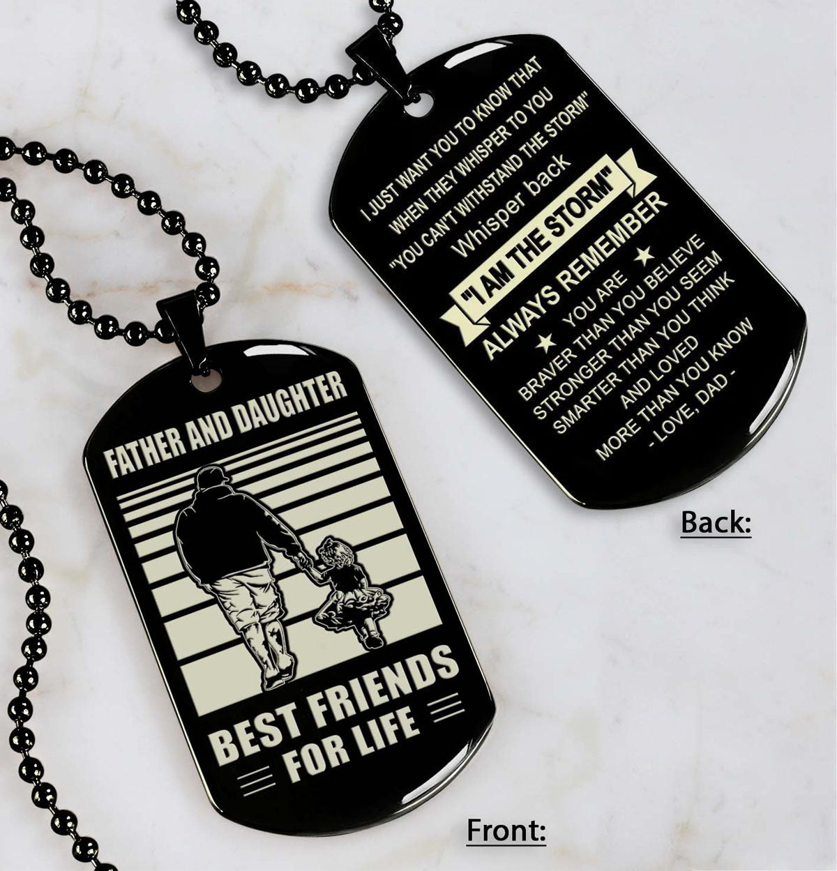 Police Personalized Double Sided Dog Tag Father And Son Best Friends For Life - Message on the back side