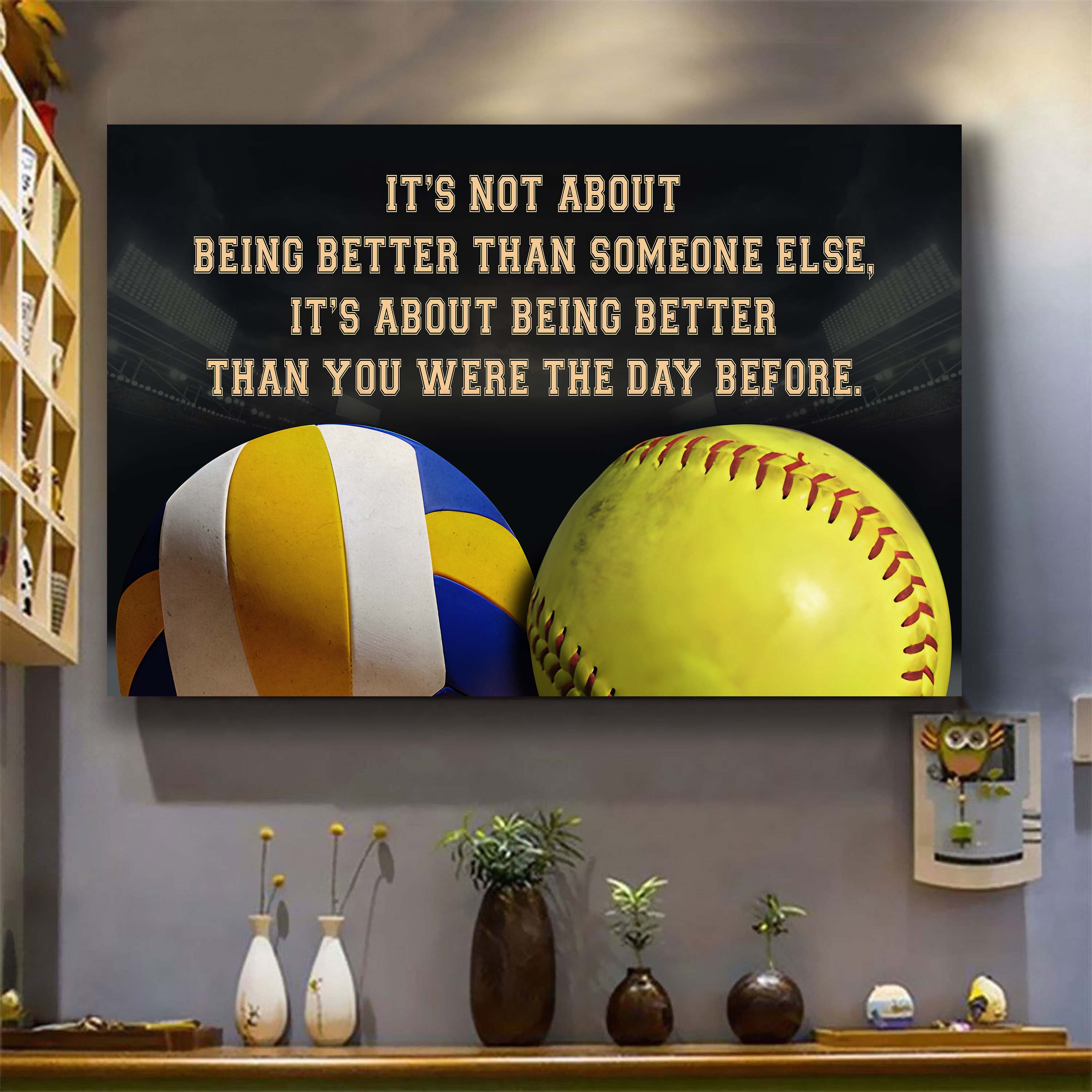 Volleyball and Softball customizable poster canvas