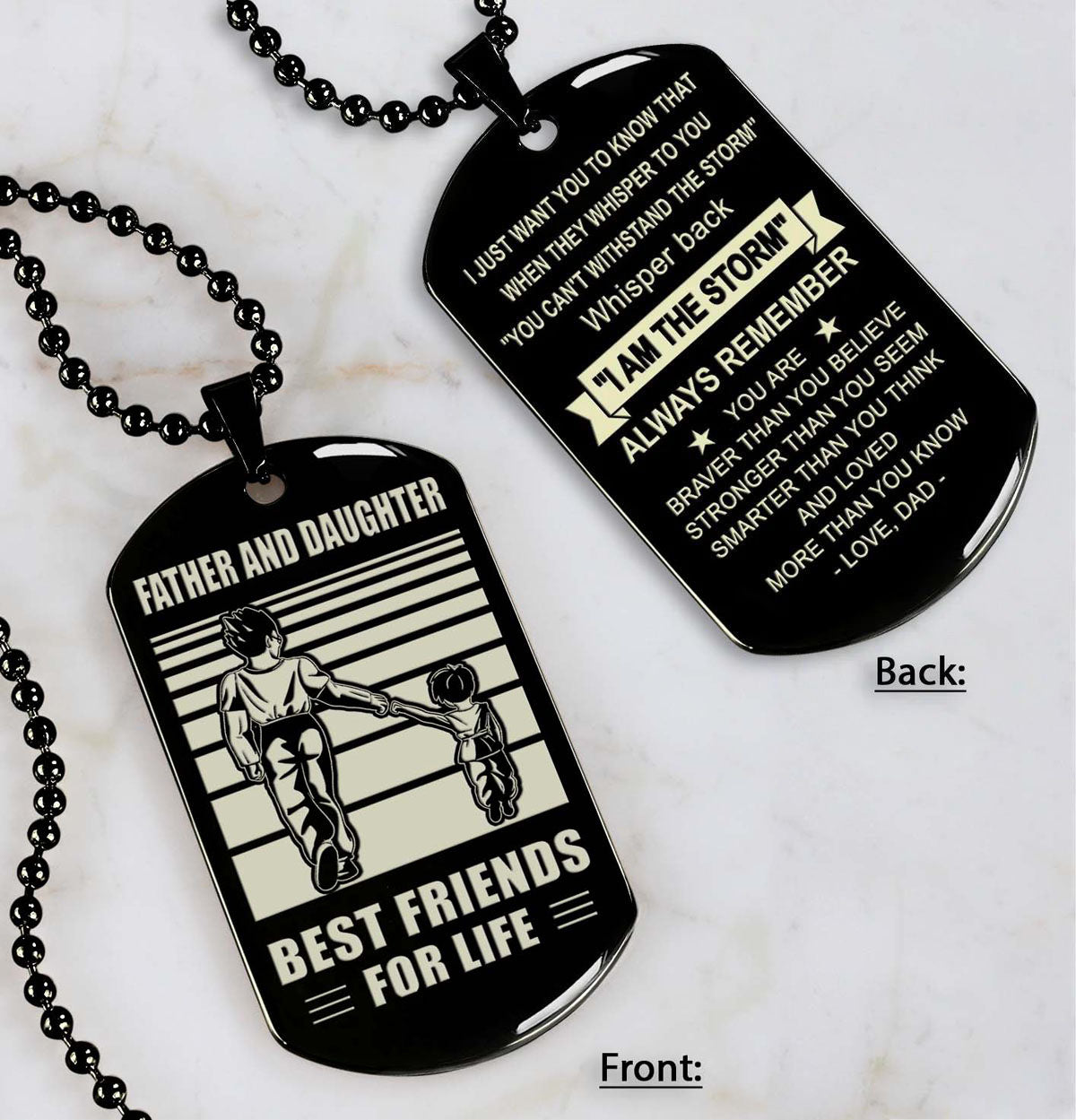 Police Personalized Double Sided Dog Tag Father And Son Best Friends For Life - Message on the back side