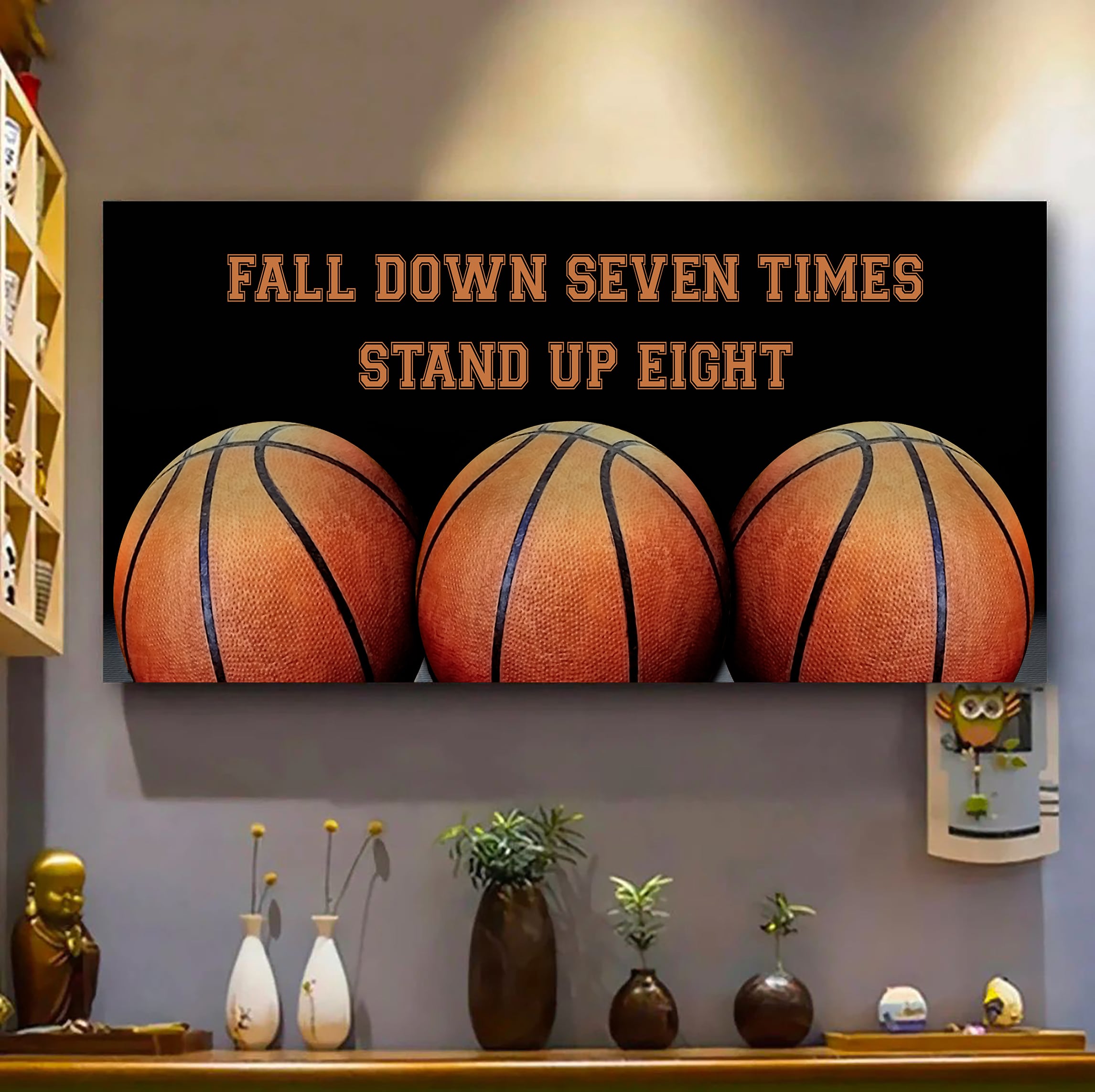 Baseball poster canvas fall down seven times stand up eight