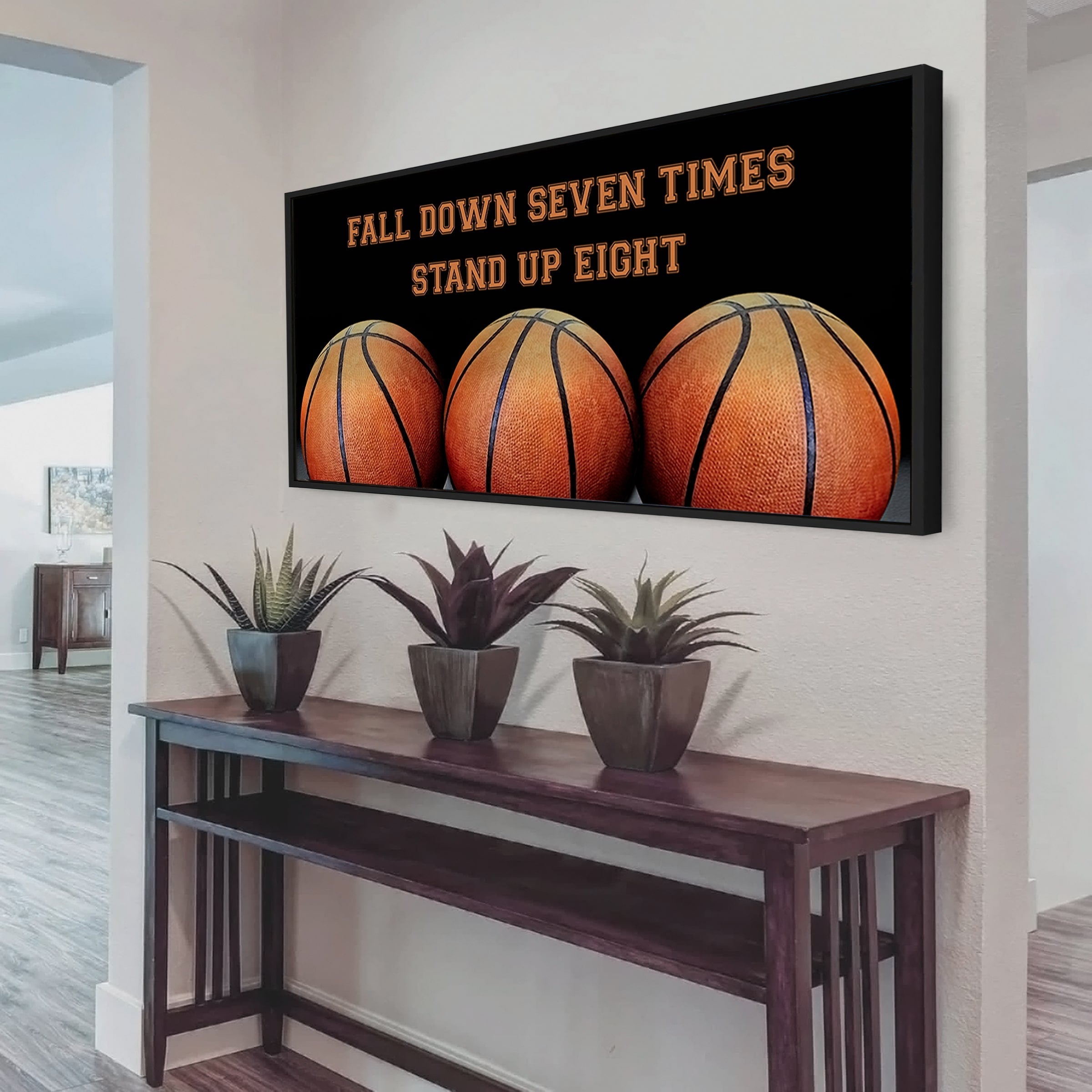 Basketball poster canvas fall down seven times stand up eight