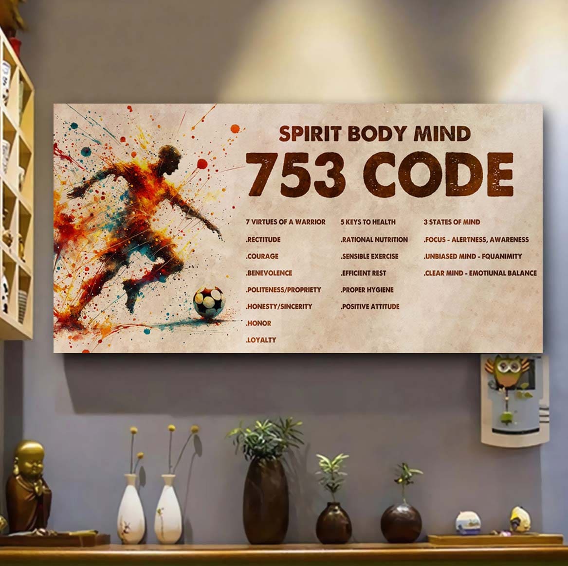 Water Color Soccer Poster Canvas 7 5 3 Code Motivation Quotes