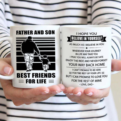 Basketball Be strong-Personalized Mug Father And Son Best Friends For Life - Message on the back side