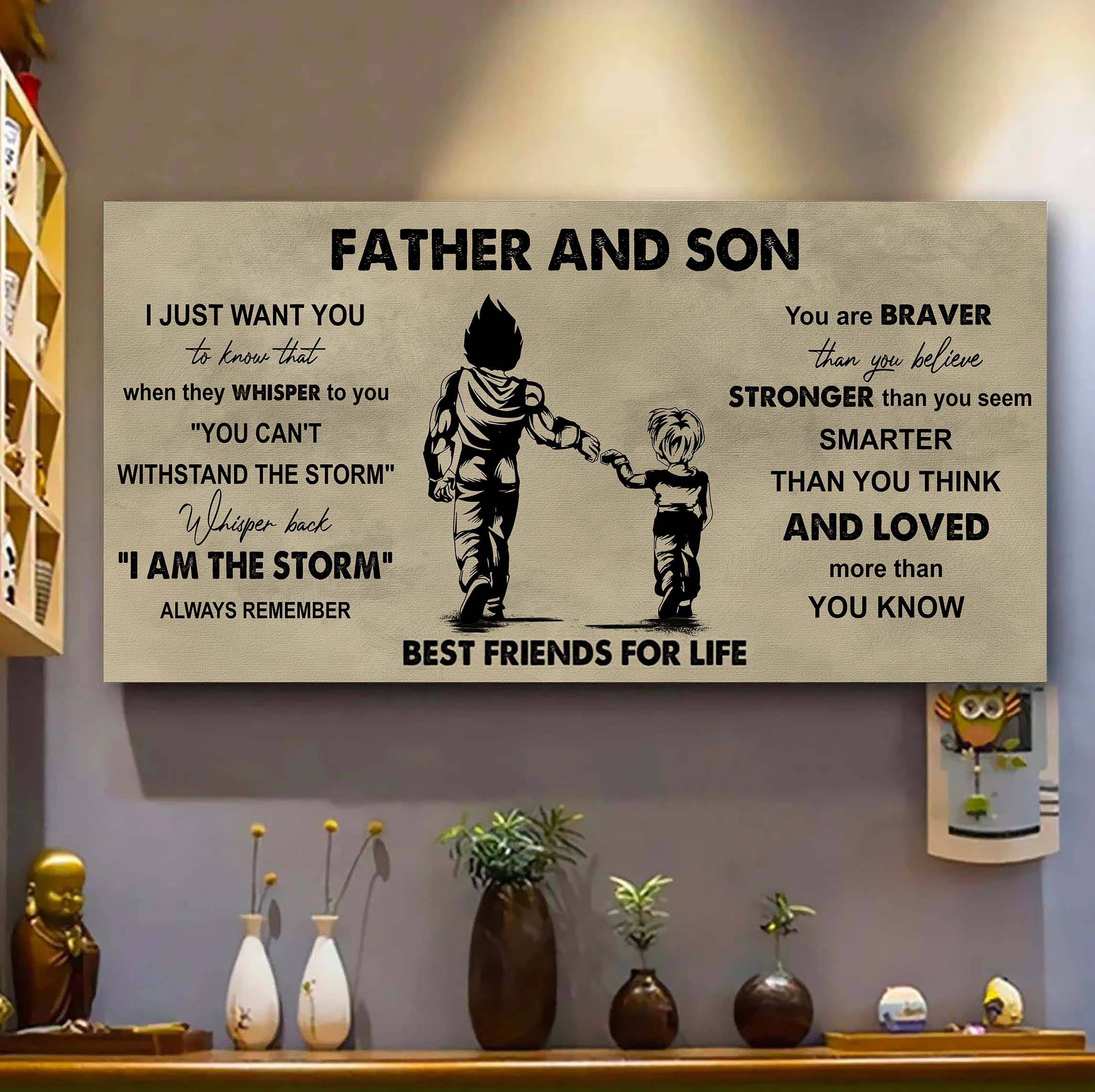 Biker Father And Son Best Friends For Life - I Am The Storm Poster Canvas Gift For Son From Father