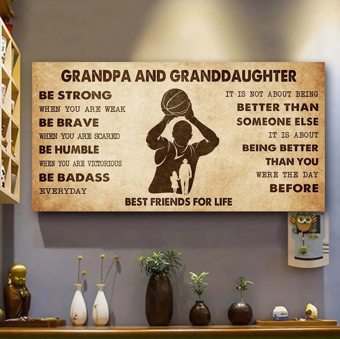 Personalized GrandpaTo Granddaughter Poster Canvas Grandpa and Granddaughter Best Friends For Life - Message For Your Granddaughter Gifts For Her